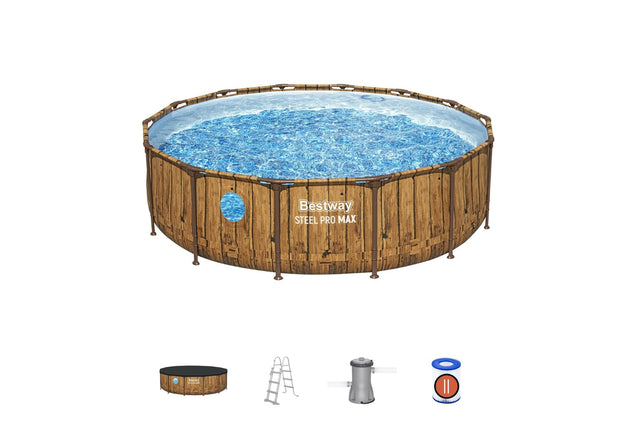 Bestway 14ft x 42in Steel Pro MAX Splashview Round Pool Set