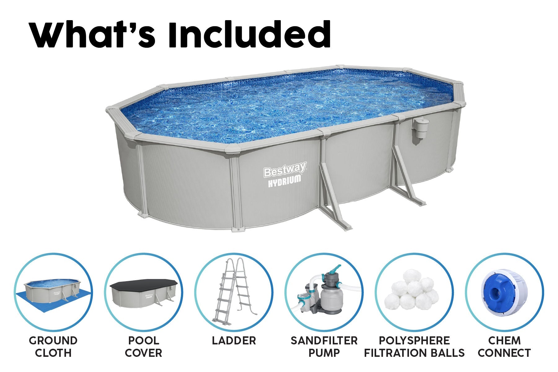 Bestway Hydrium 20ft x 48in Oval Steel Wall Above Ground Pool Set - image 7