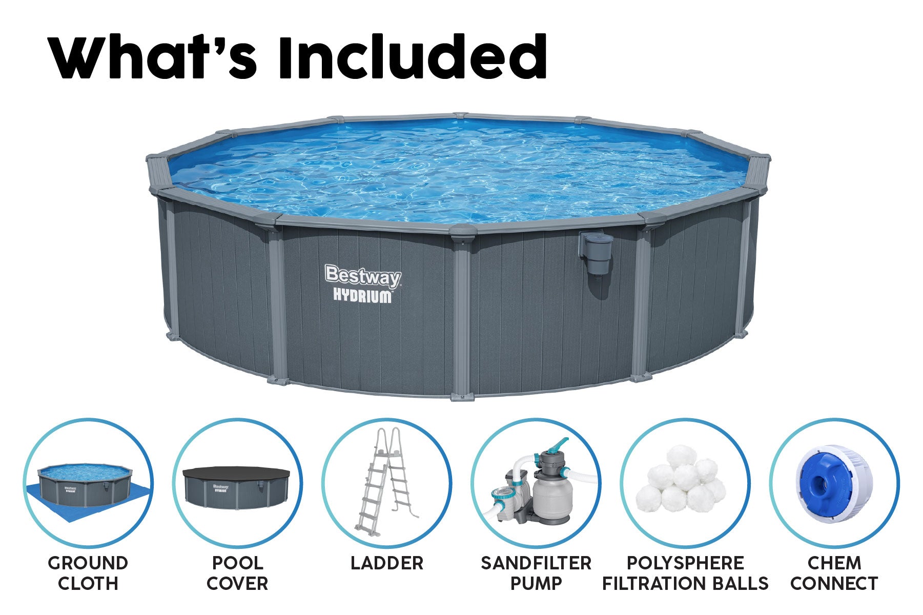 Bestway Hydrium 18ft x 52in Round Steel Wall Above Ground Pool Set - image 7