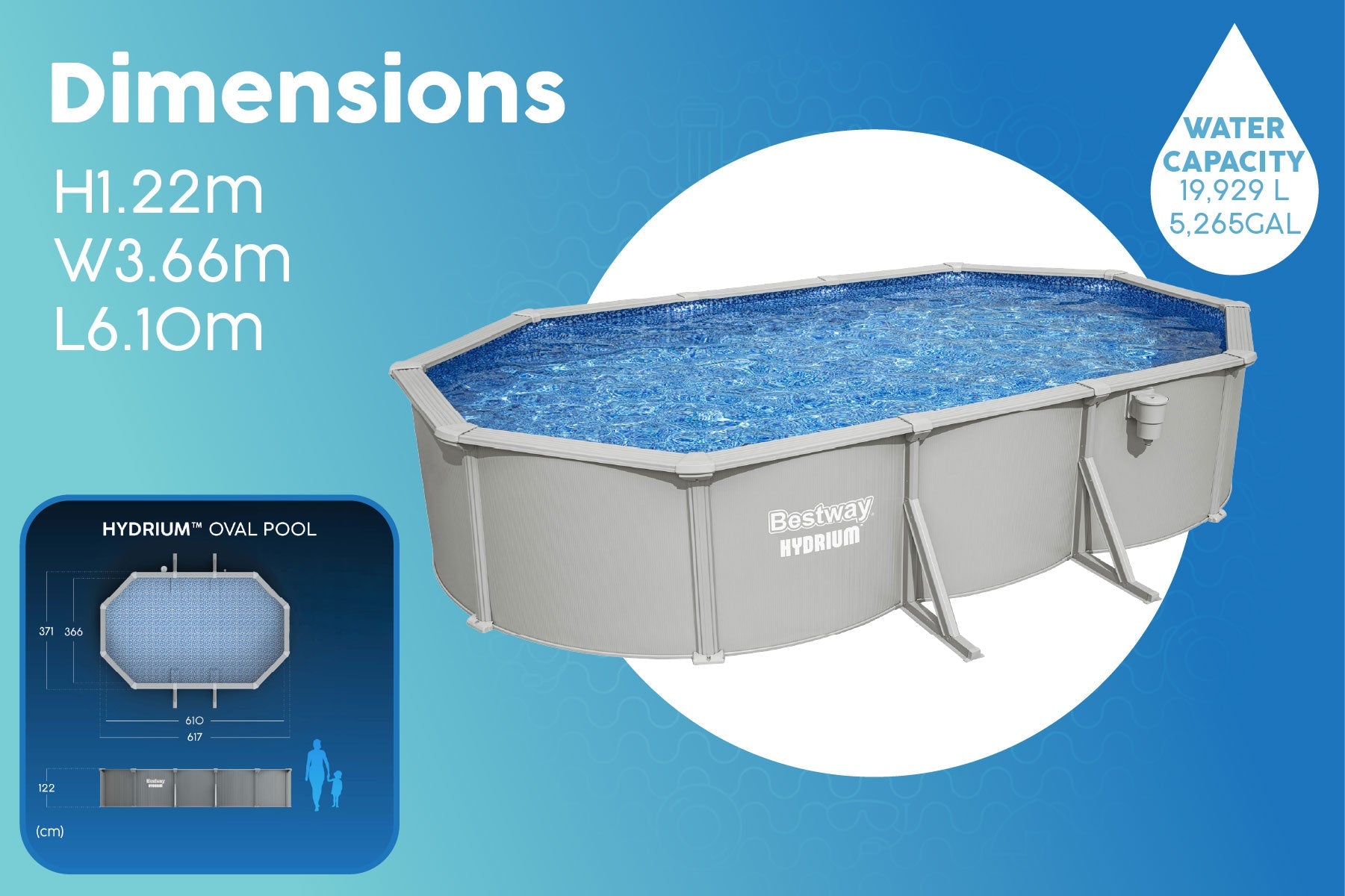 Bestway Hydrium 20ft x 48in Oval Steel Wall Above Ground Pool Set - image 8