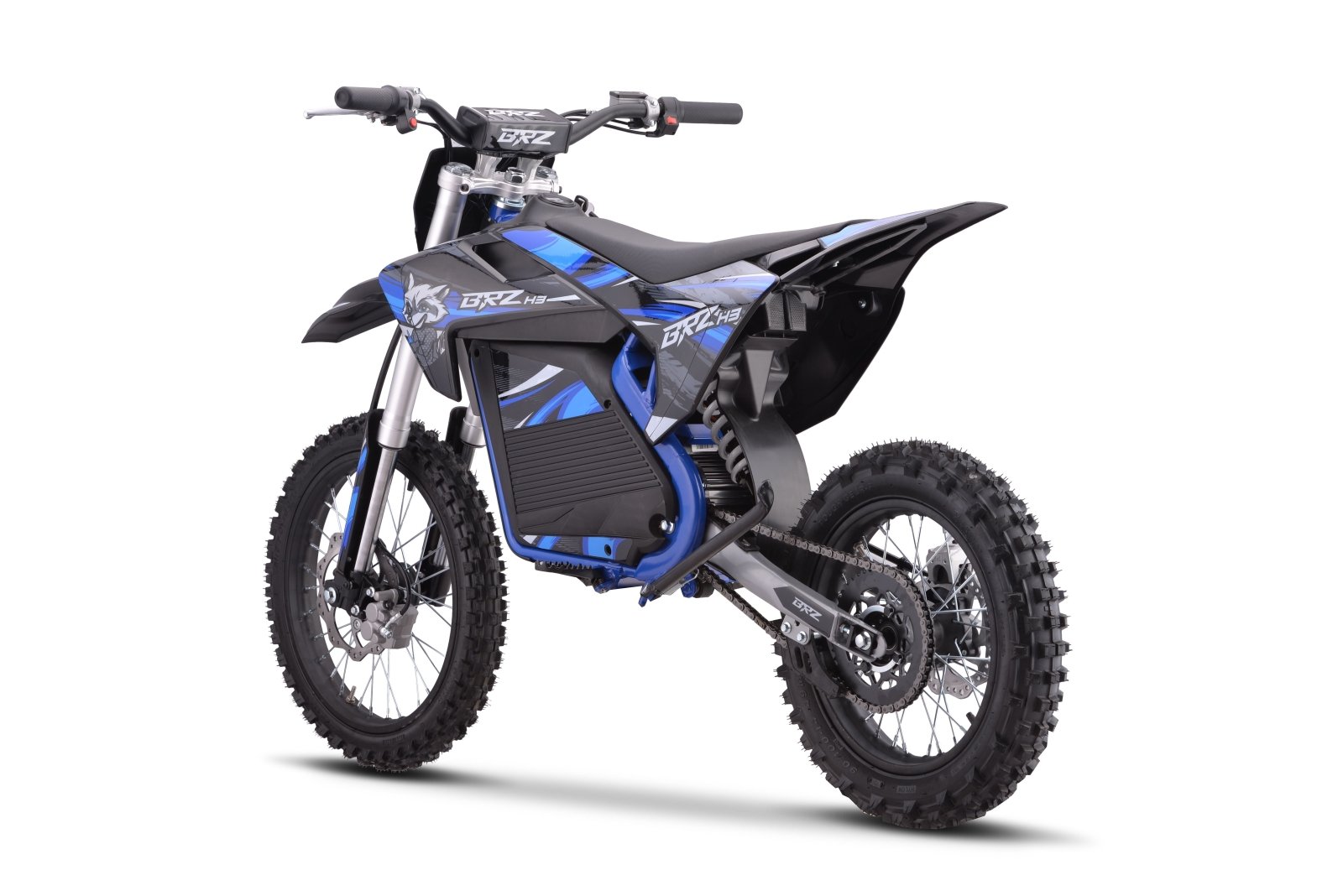 BRZ Neon Thunder Pro 72V 5000W Electric Dirt Bike 17/14 - blue rear angle