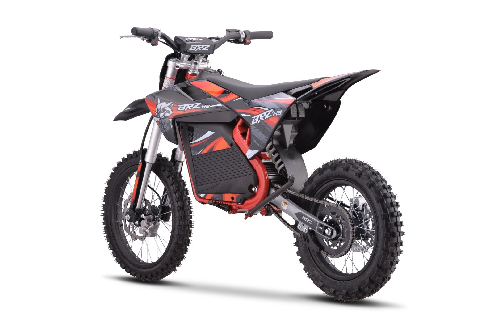 BRZ Neon Thunder Pro 72V 5000W Electric Dirt Bike 17/14 - red rear angle