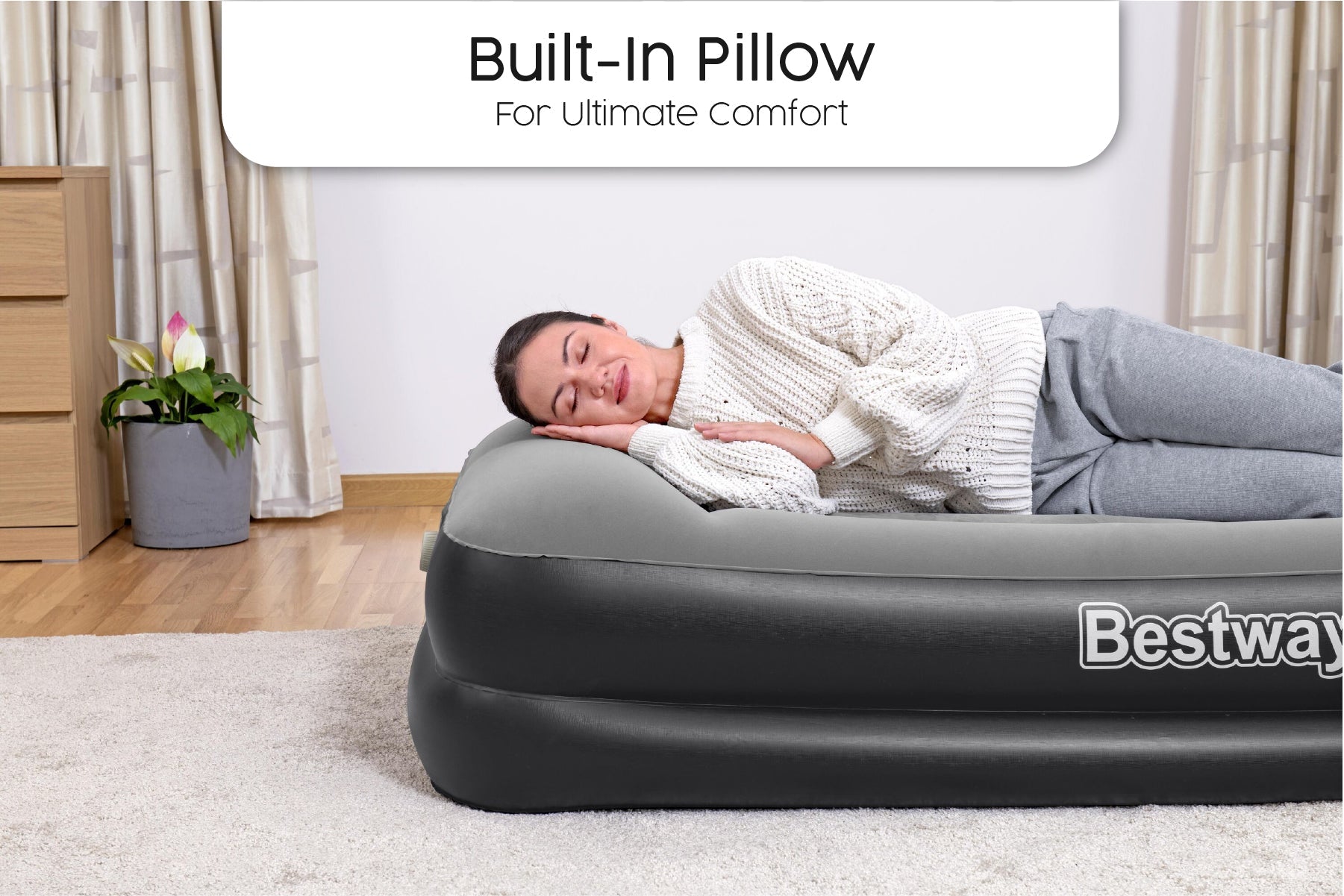 Bestway 75" x 38" x 18" TriTech Air Mattress Twin with Built-in AC Pump