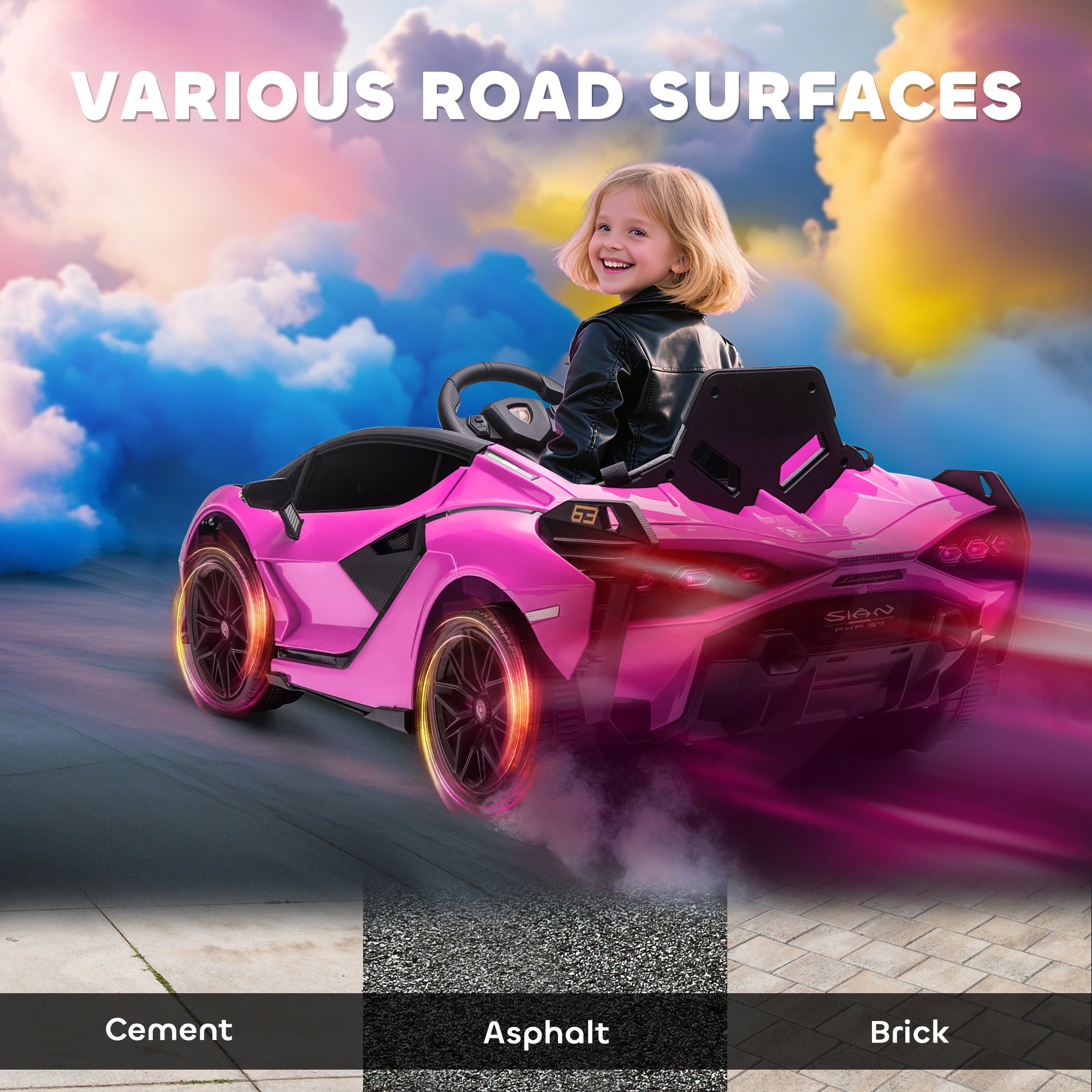 HOMCOM Lamborghini Sian 12V Kids Ride-On Car