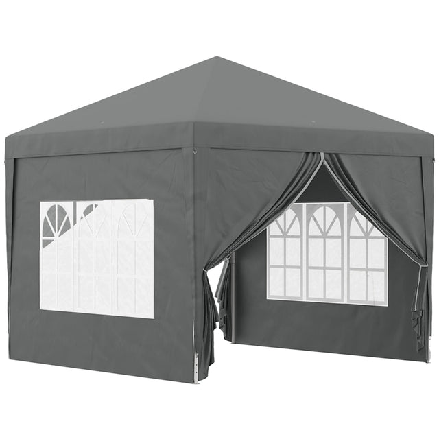 Outsunny 3x3m Pop Up Gazebo with Sidewalls & Windows - Grey