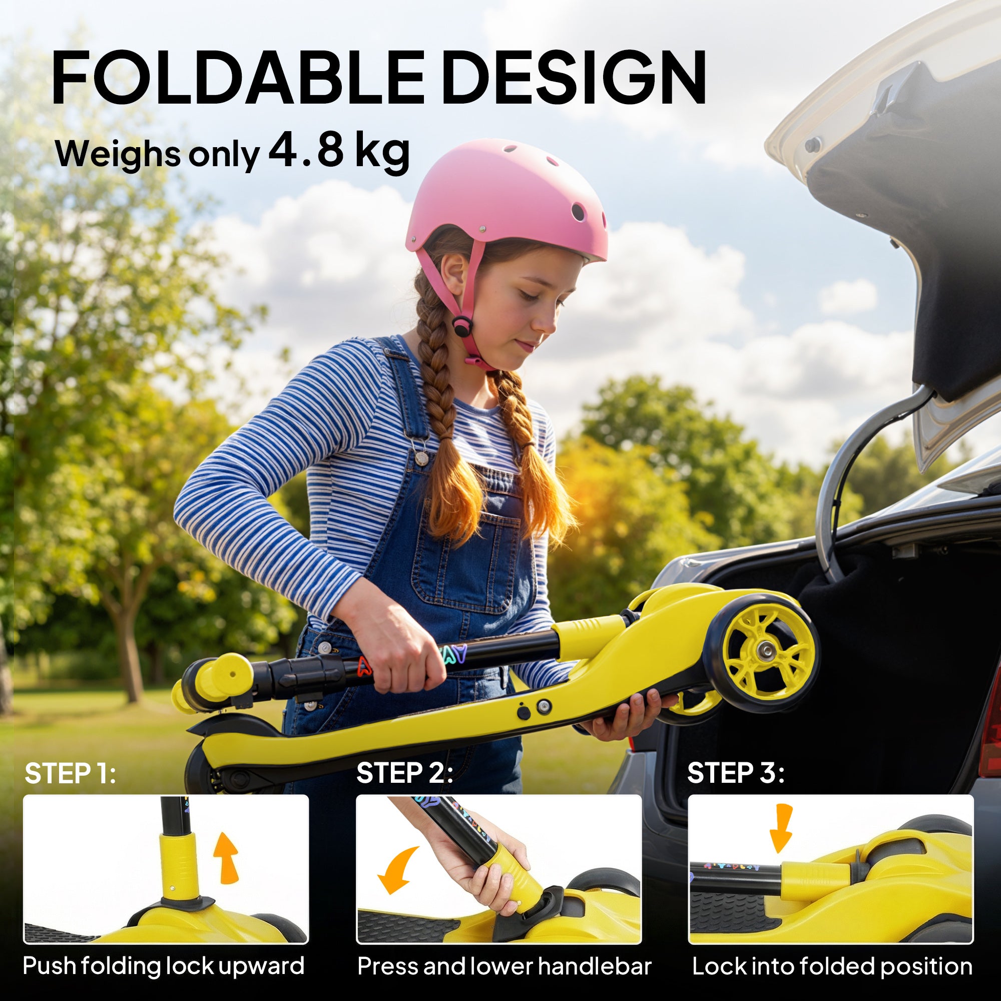 AIYAPLAY 3-Wheel Kids Electric Scooter