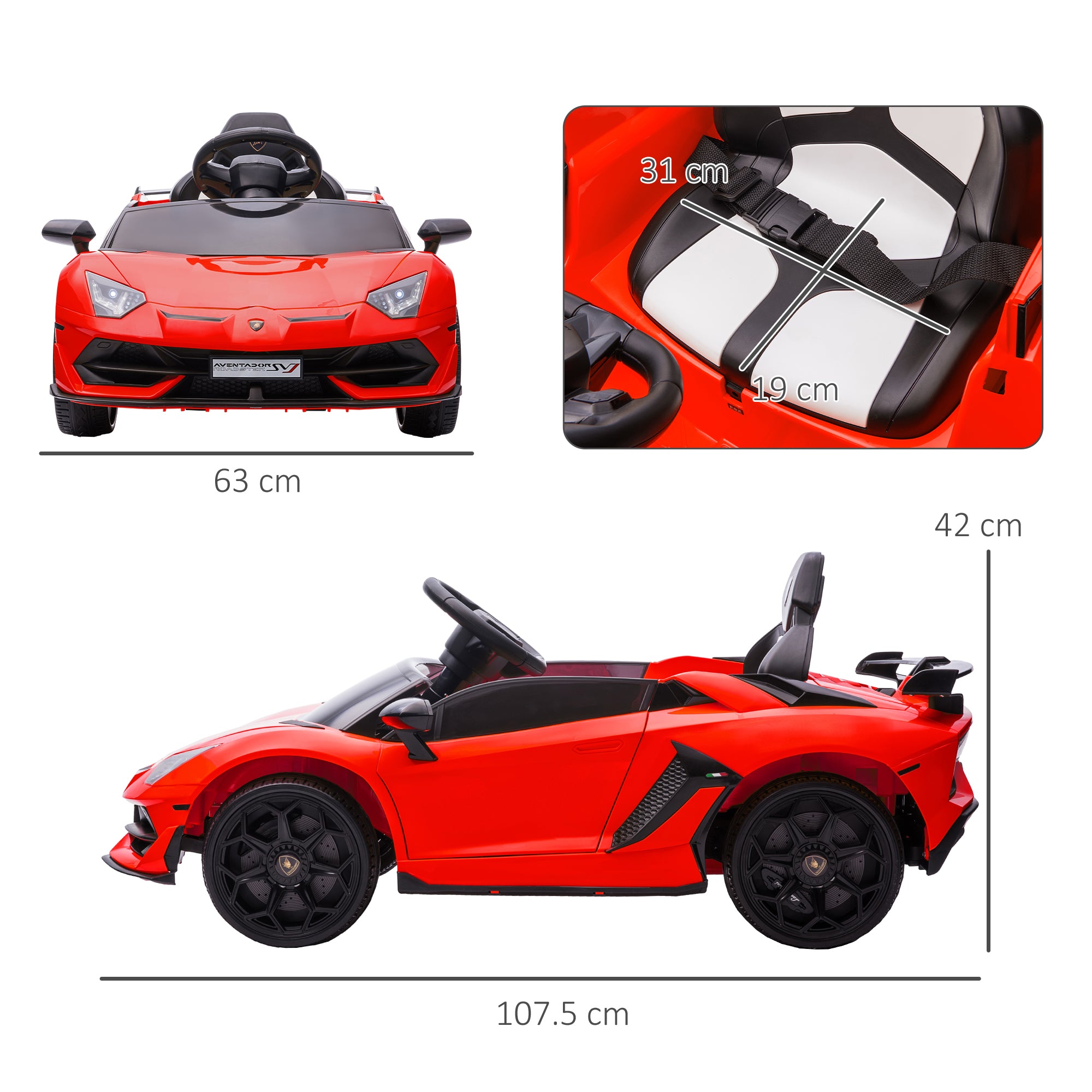 HOMCOM Lamborghini 12V Kids Ride-On Car