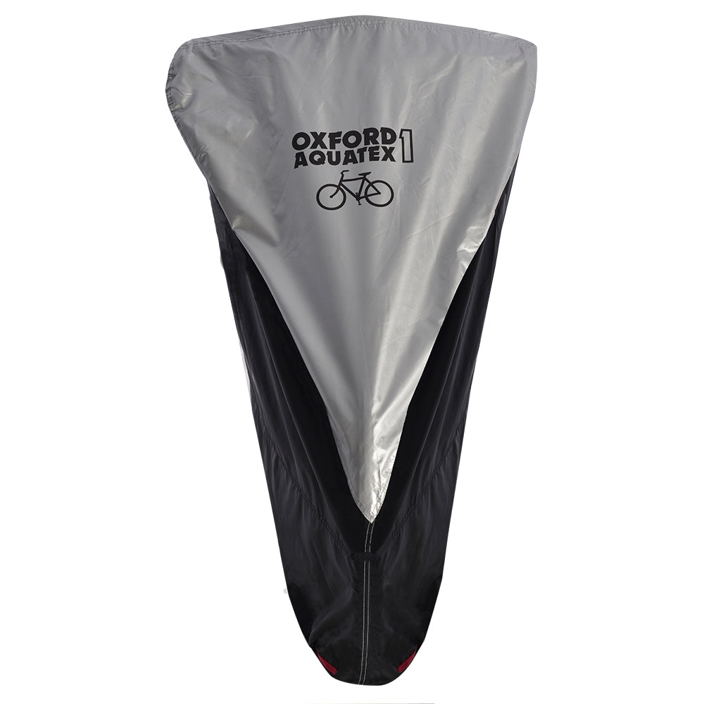 Front view of Oxford Aquatex Single bike cover silver and black