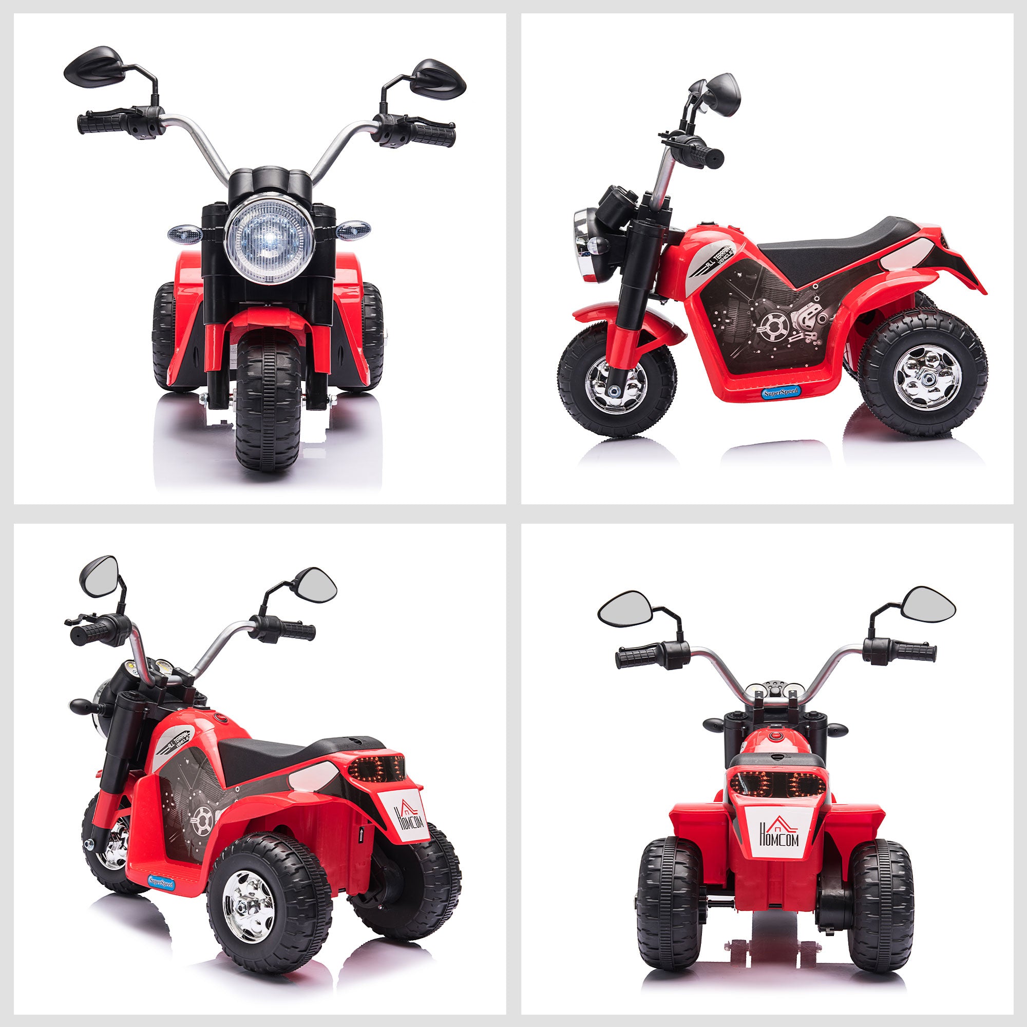 HOMCOM 6V Toddler Three-Wheel Motorbike - Red