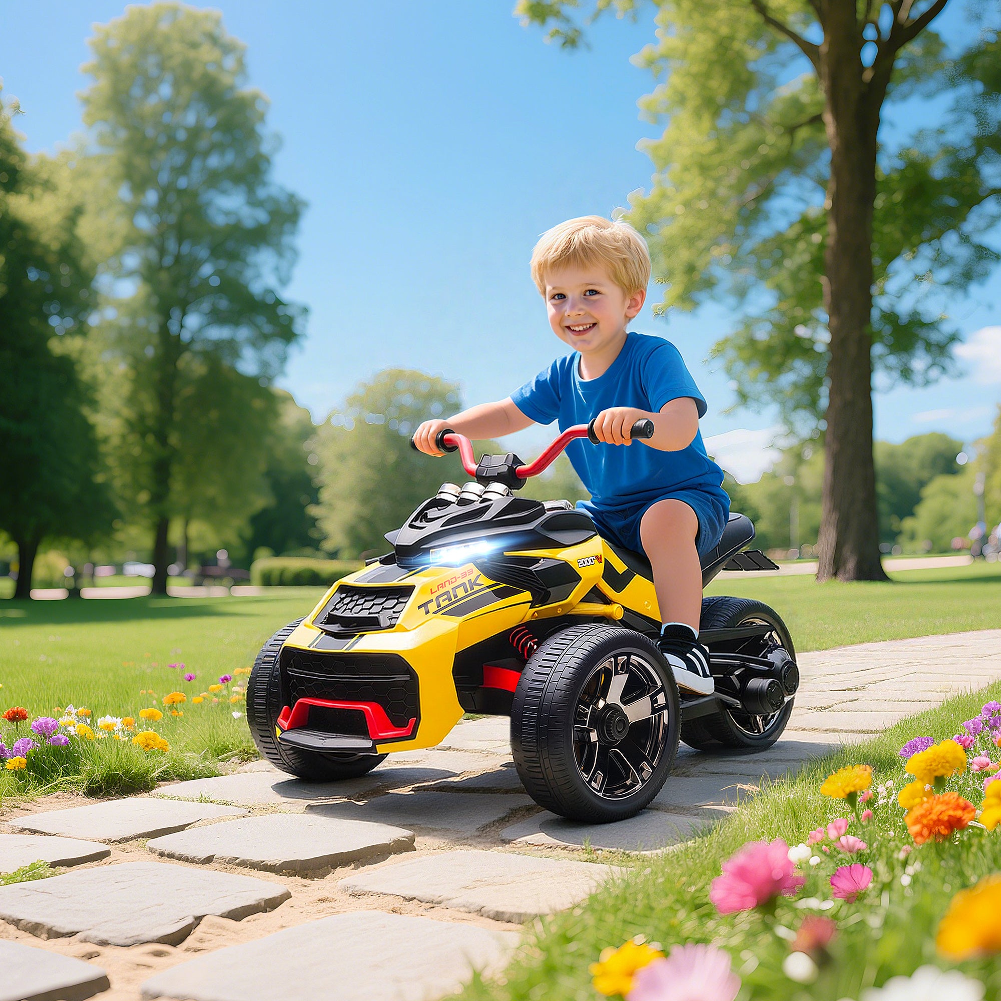 AIYAPLAY 12V Three-Wheel Kids Electric Car - Black