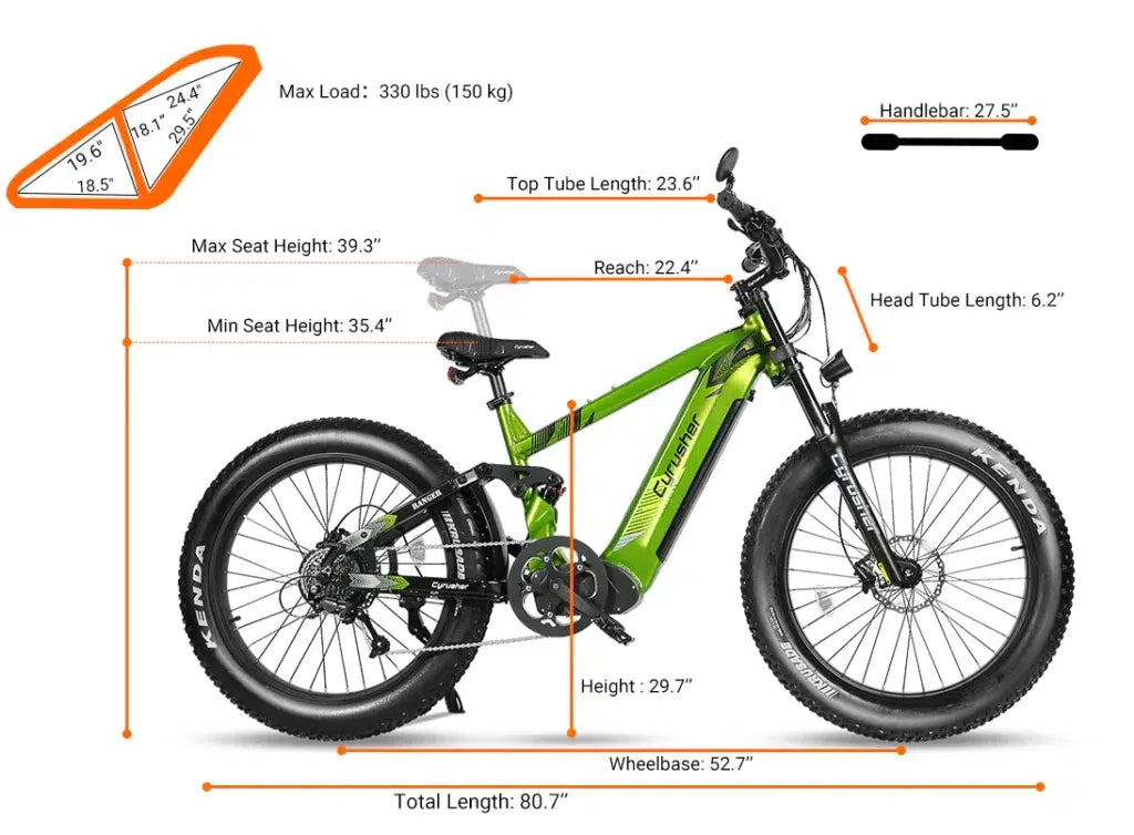 Cyrusher Ranger Electric Bike dimensions