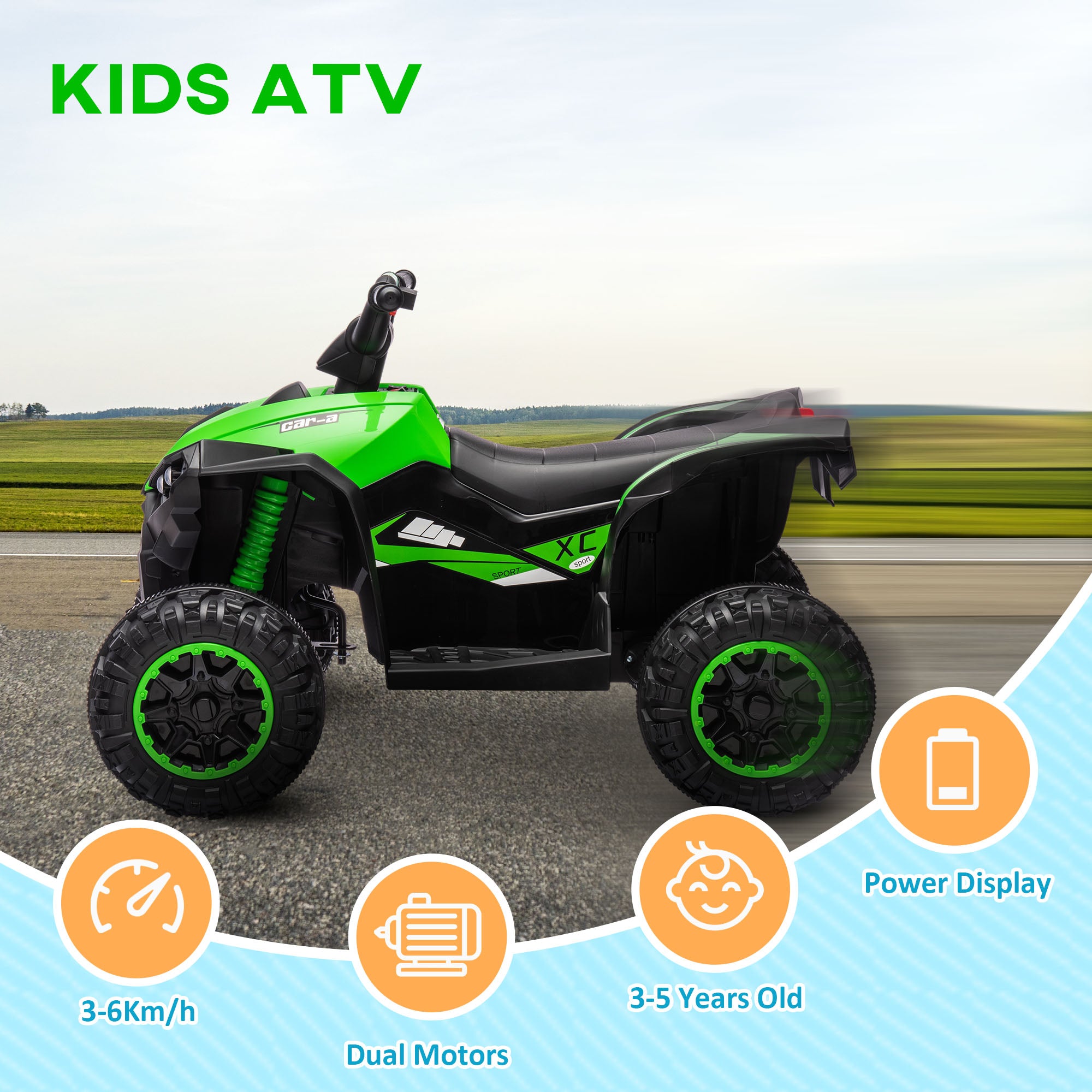 HOMCOM 12V Kids Electric Quad Bike - Green