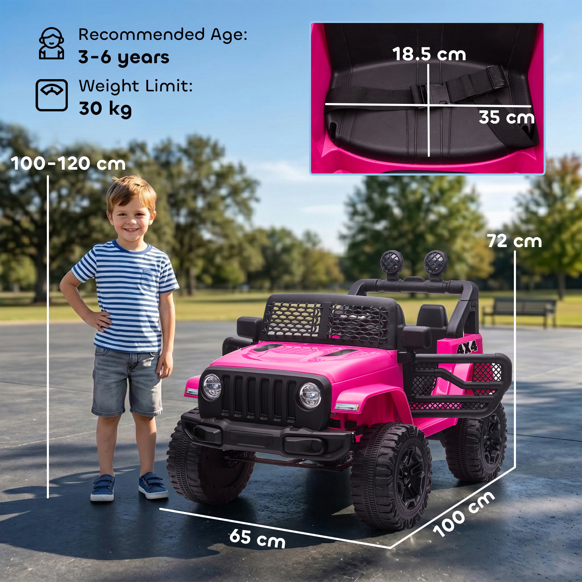 HOMCOM 12V Kids Off-Road Ride-On Car / Truck - Pink