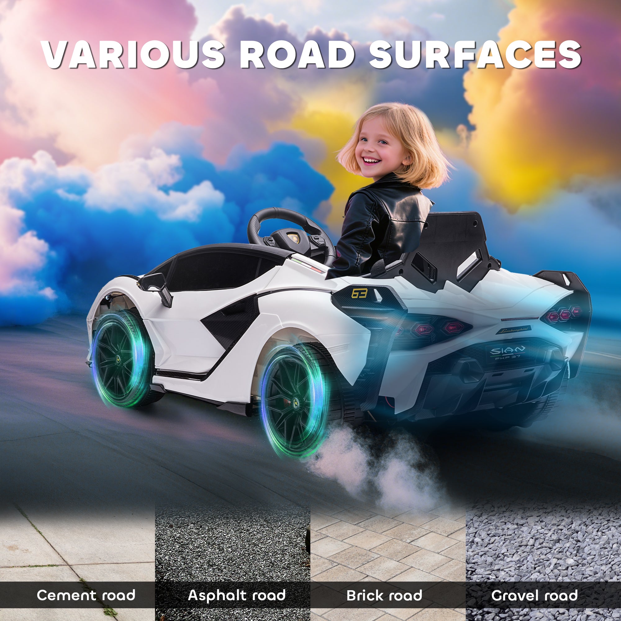 HOMCOM Lamborghini Sian 12V Kids Ride-On Car