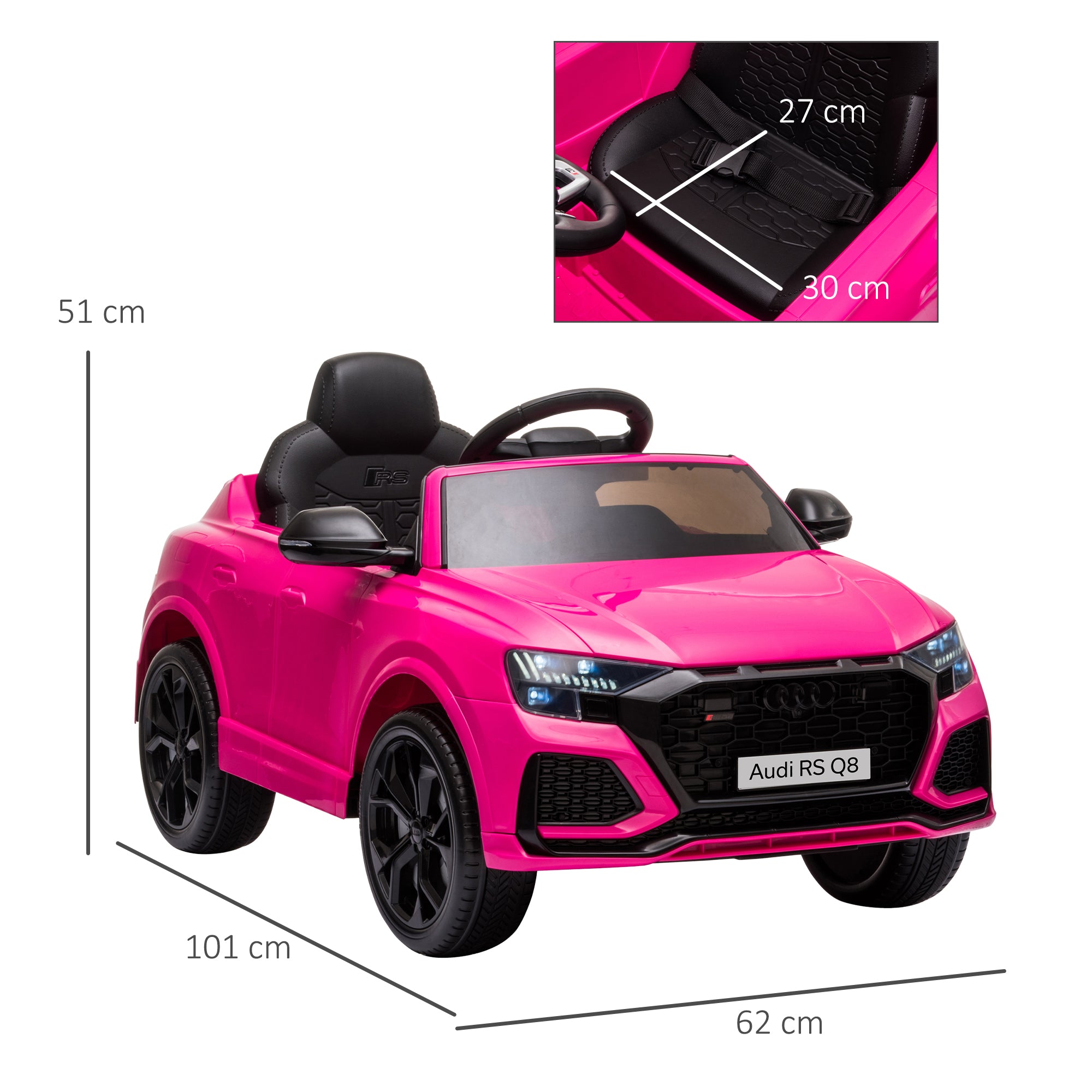 HOMCOM Audi RS Q8 6V Kids Ride-On Car - Pink