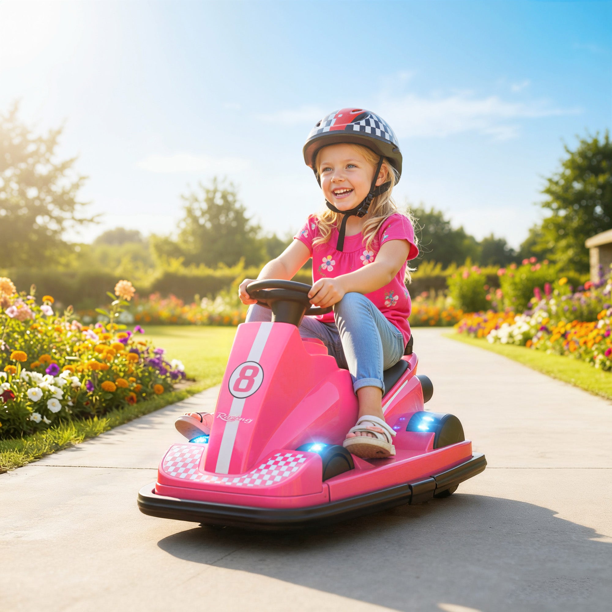 AIYAPLAY Kids 360° Bumper Car - Pink