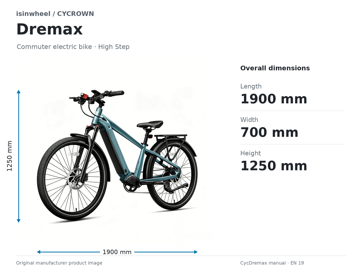 Isinwheel Dremax Commuter E-Bike 720Wh size and dimensions