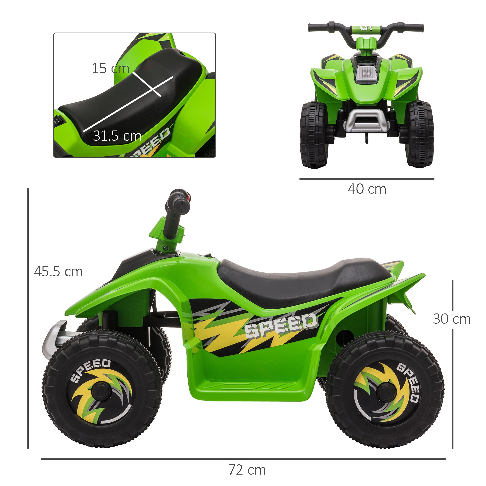 HOMCOM 6V Toddler Electric Ride-On / Quad Car - Green