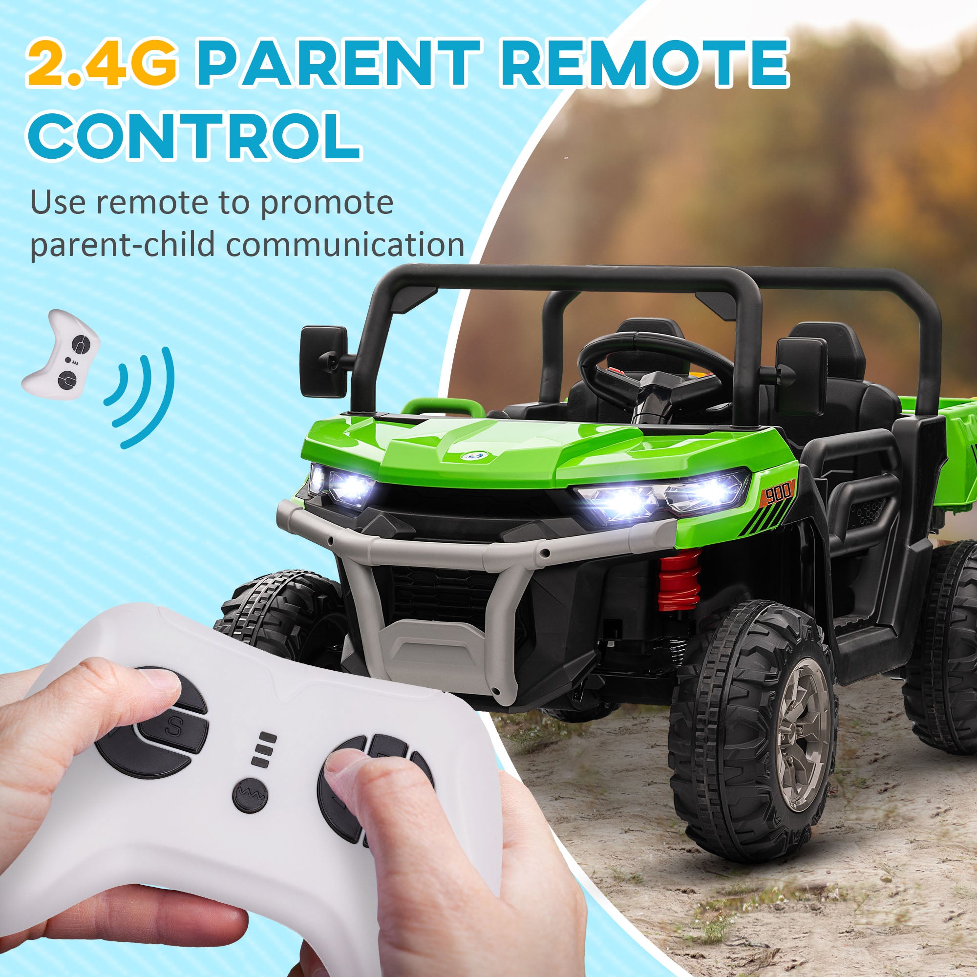 HOMCOM 12V 2 Seater Kids Electric Ride-On Car with Electric Bucket, Remote Control 4