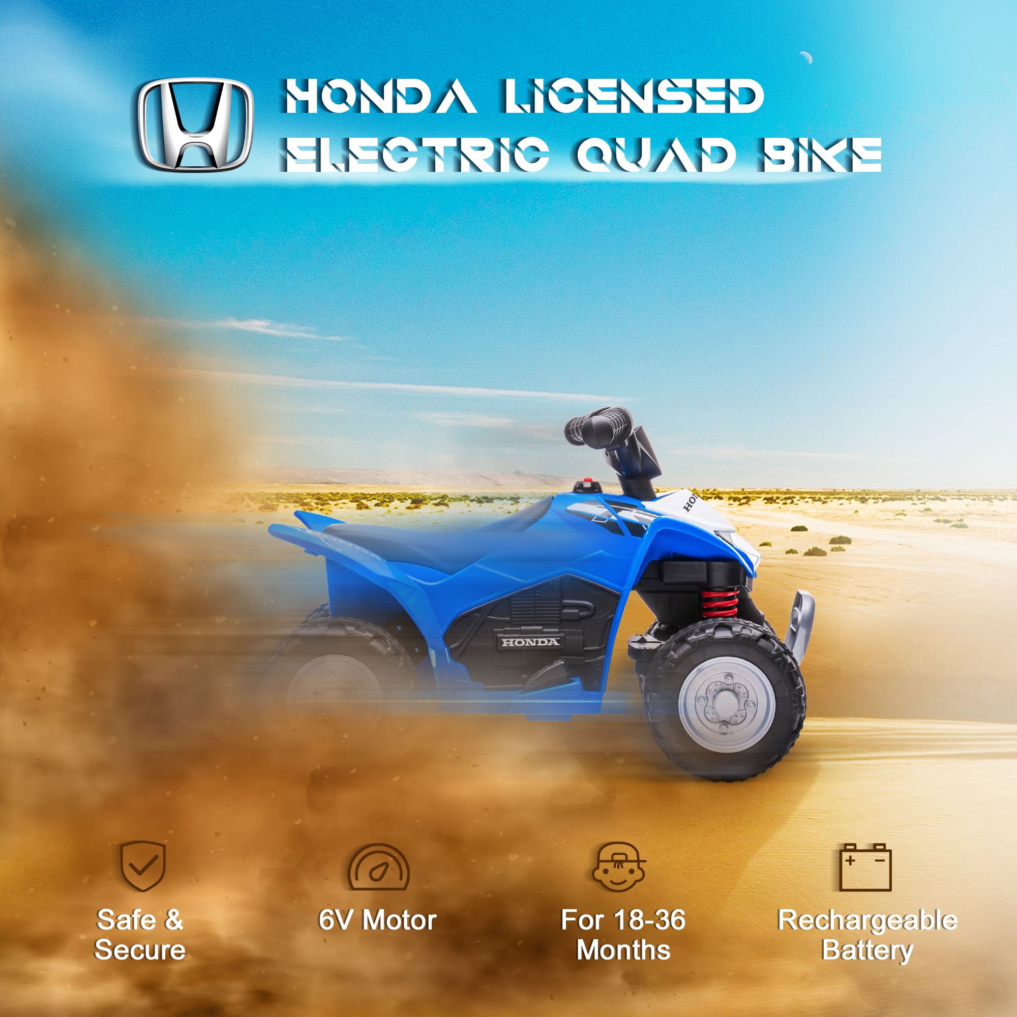 AIYAPLAY Honda 6V Kids Electric Quad Bike