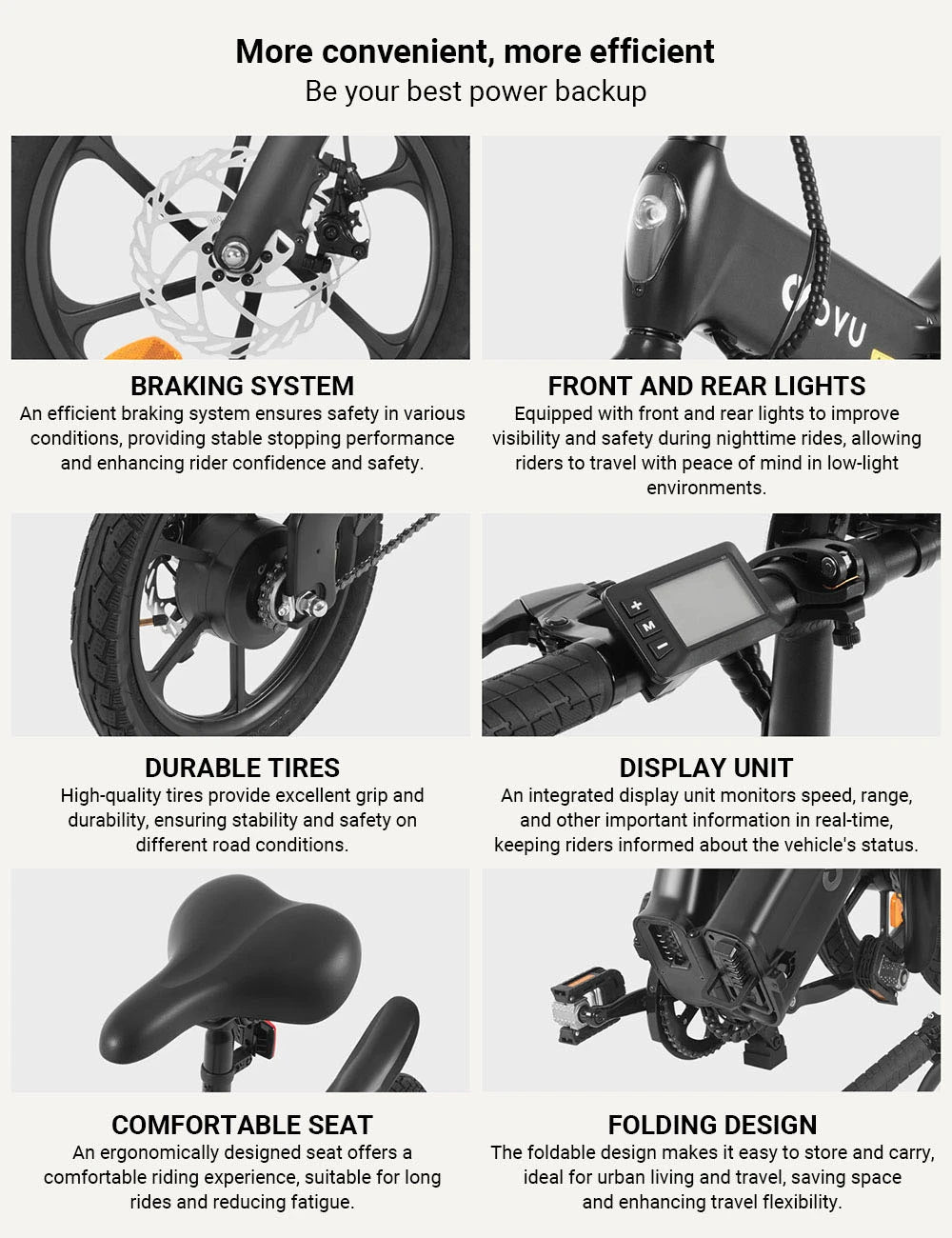 DYU A16 16” Folding Electric Bike 250W 48V 7.5Ah