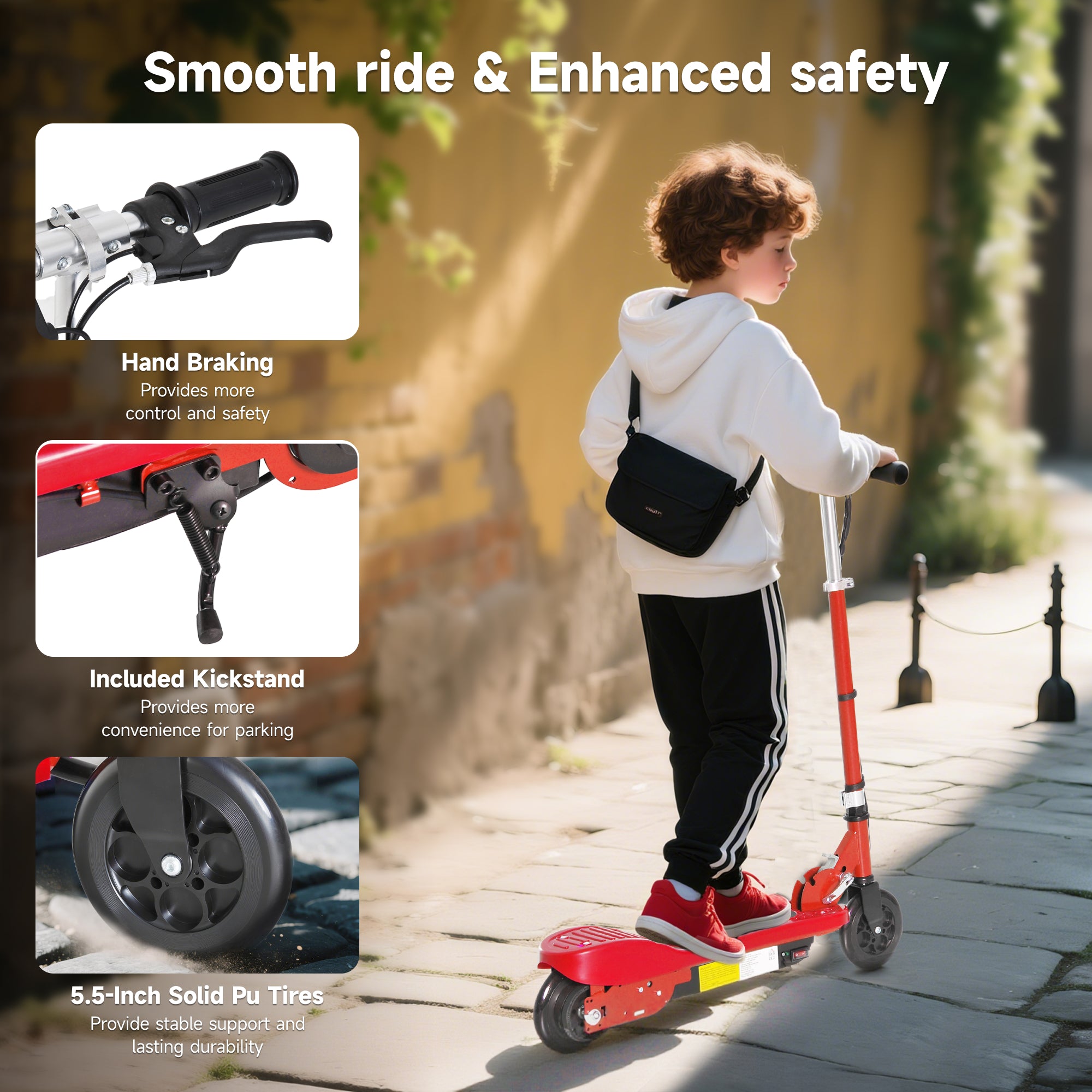 HOMCOM Folding Kids Electric Scooter