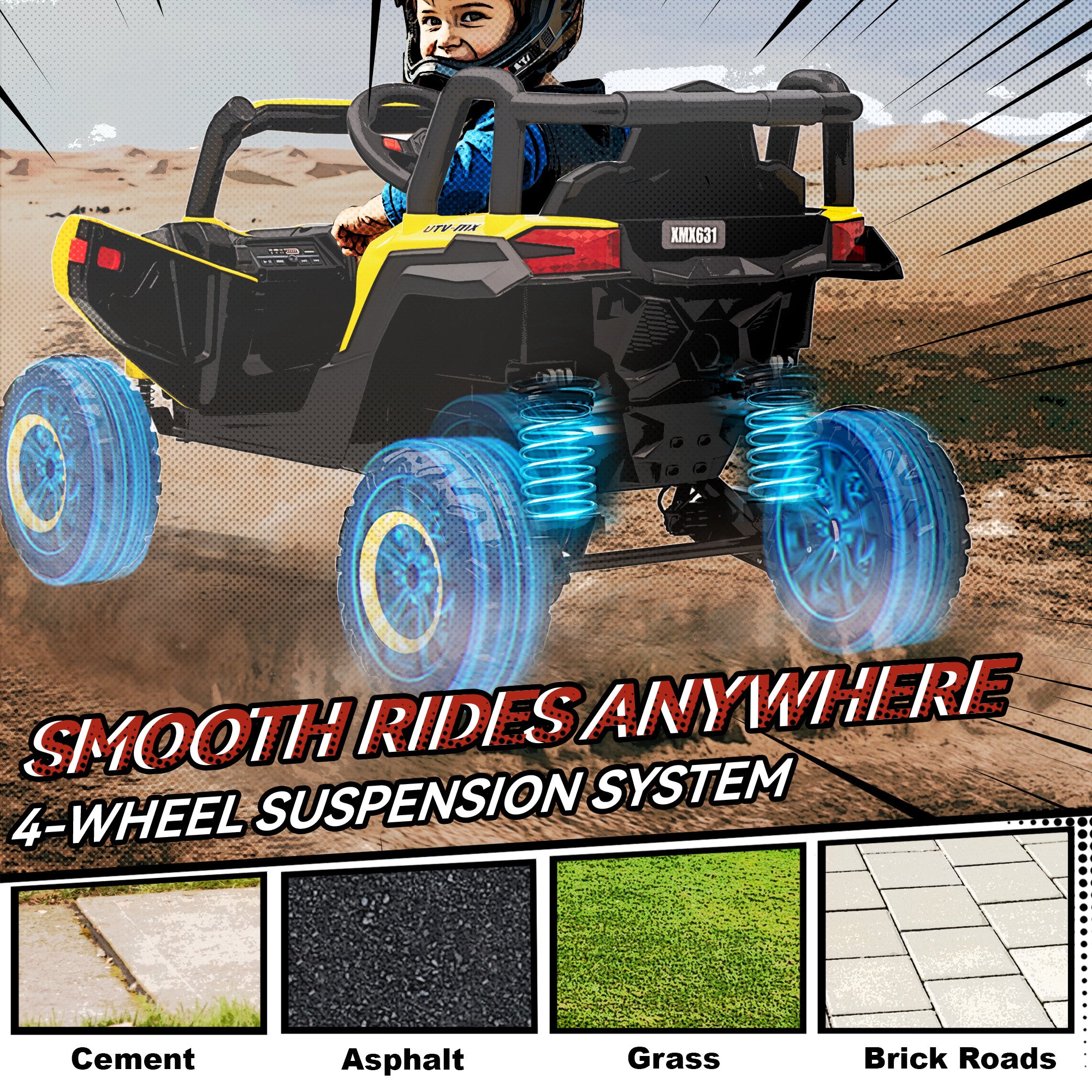 AIYAPLAY 12V Kids Electric Ride-On Car - Yellow
