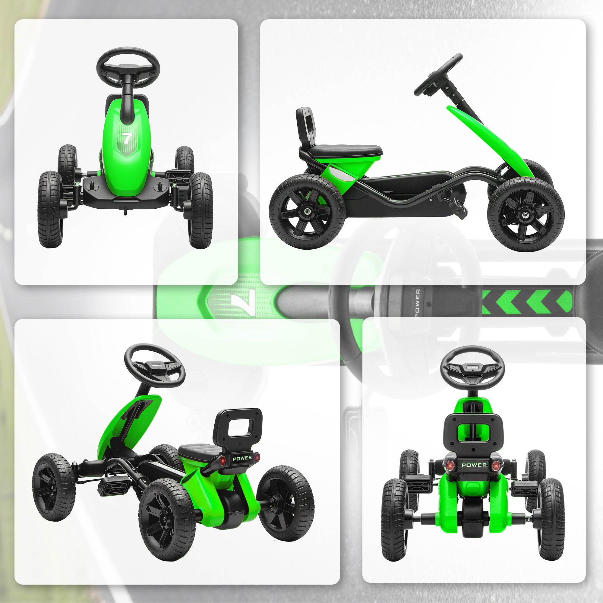 AIYAPLAY Kids Pedal Go Kart Metal Frame EVA Wheels