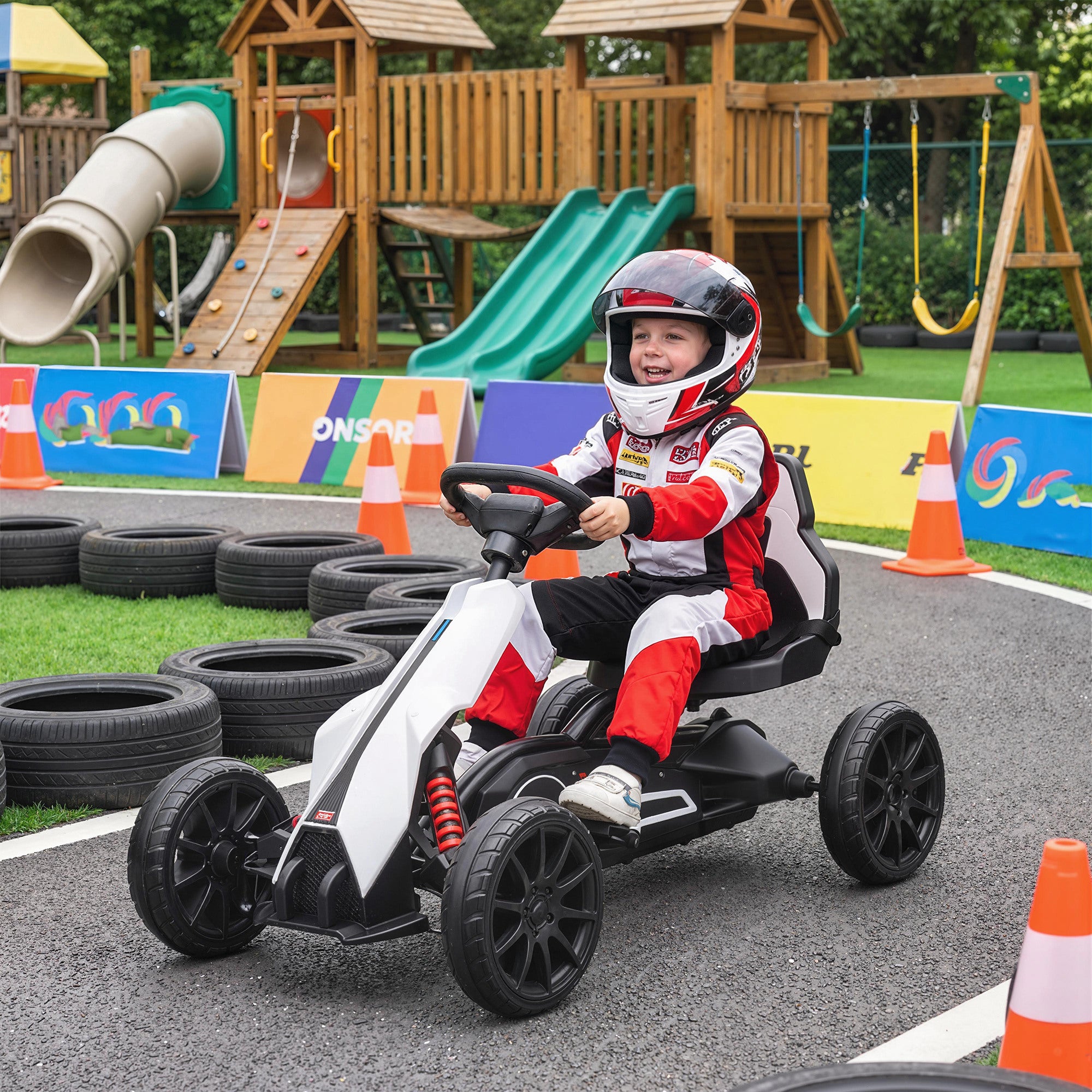 HOMCOM 12V Kids Electric Go-Kart - Pink