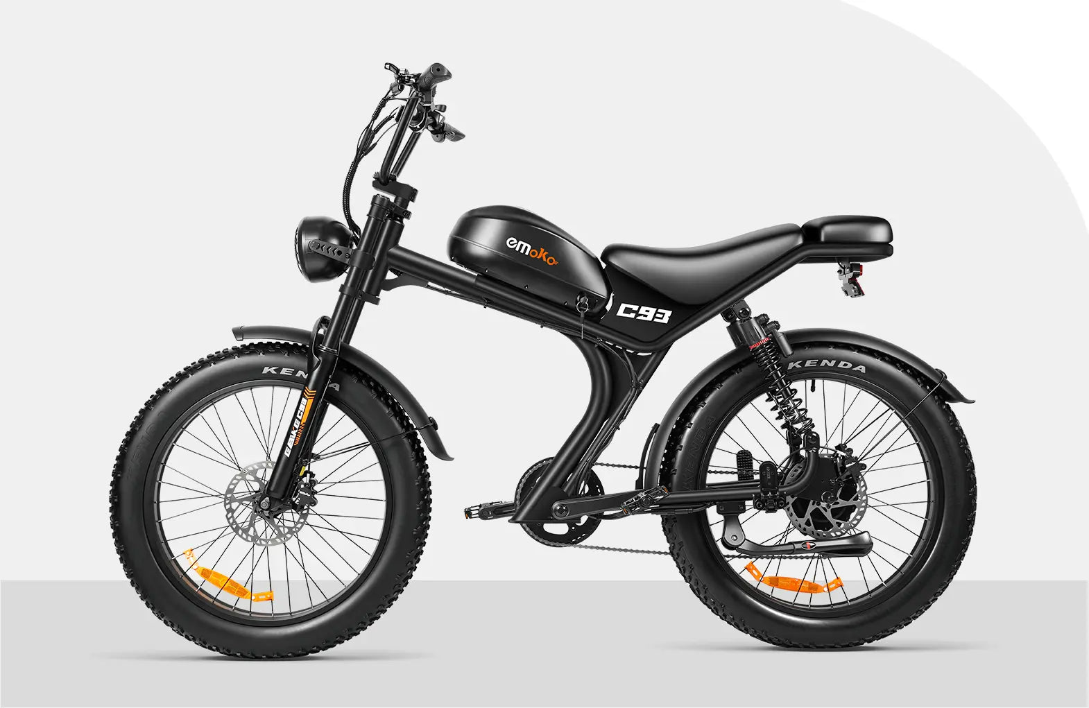 Emoko C93 24-inch electric bike with 23Ah battery and black seat
