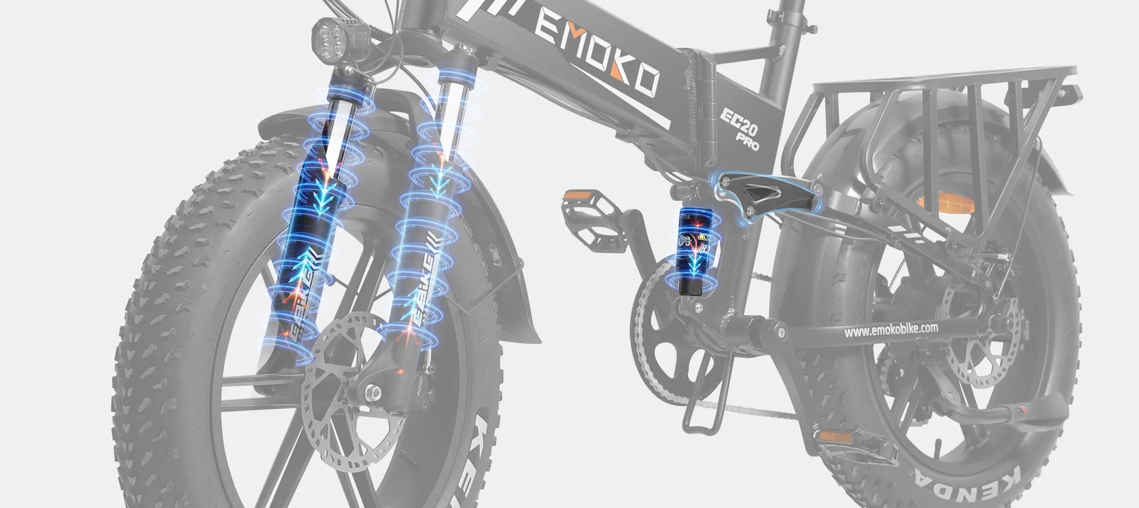 Emoko EC20 Pro electric bike full suspension close-up