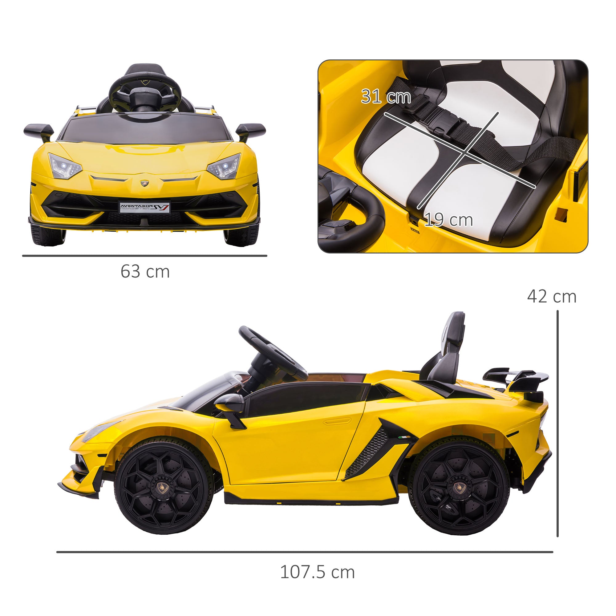 HOMCOM Lamborghini 12V Kids Ride-On Car