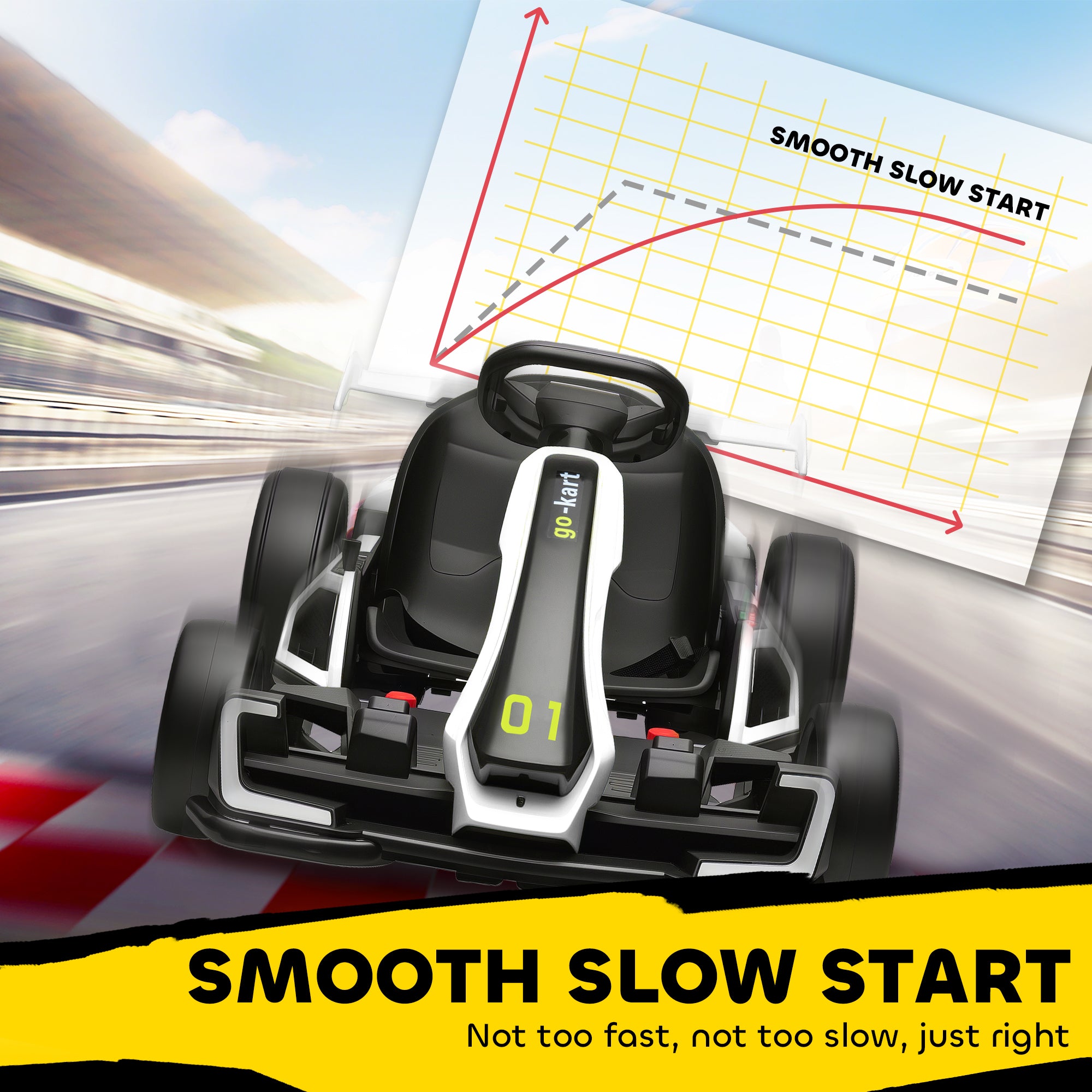 HOMCOM 24V Electric Go Kart for Kids with Adjustable Seat for 6-12 Years