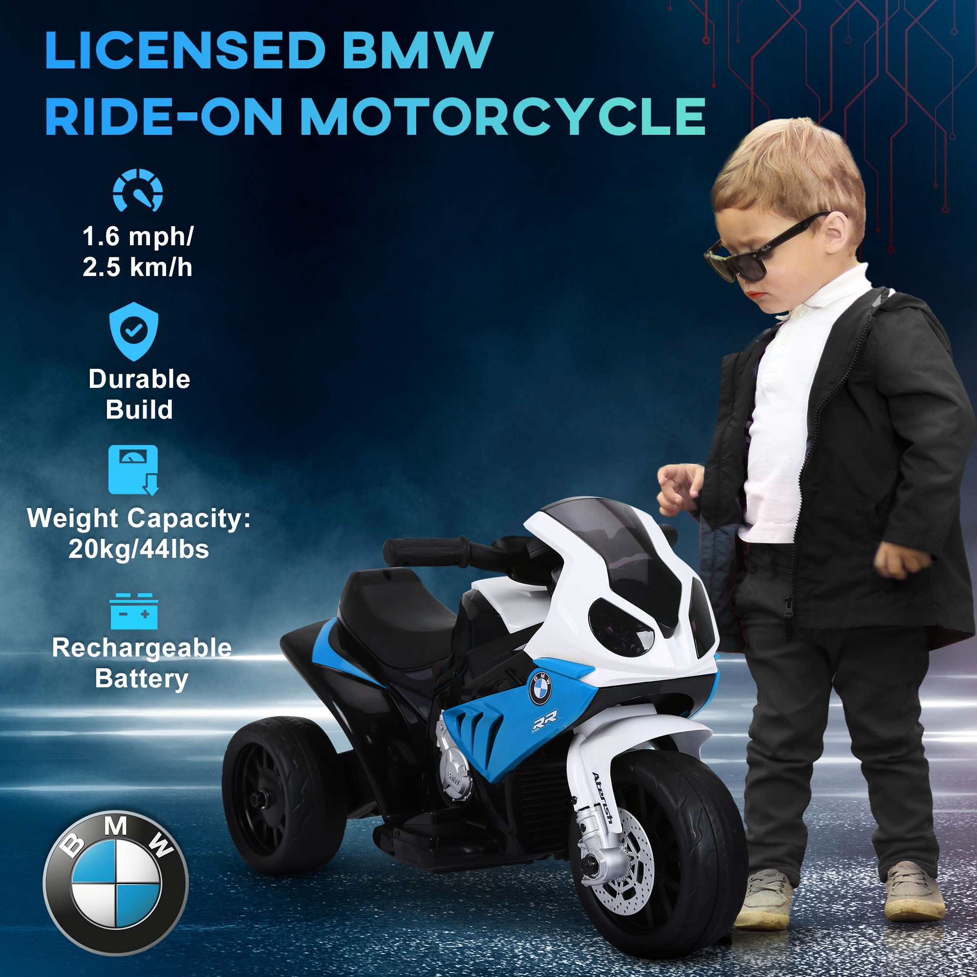 HOMCOM BMW 6V Kids Electric Motorbike - Blue
