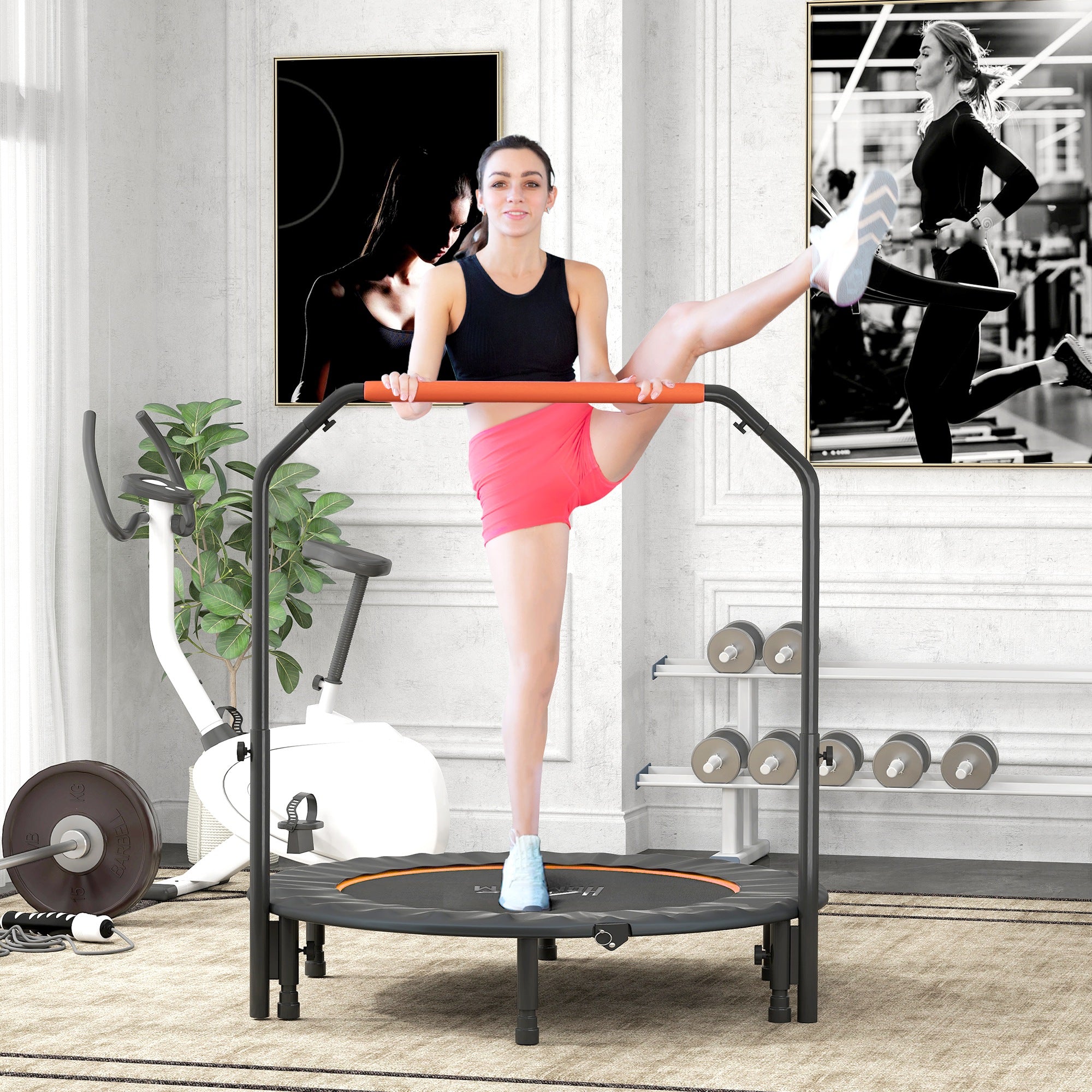 HOMCOM 48" Foldable Mini Fitness Trampoline - Black