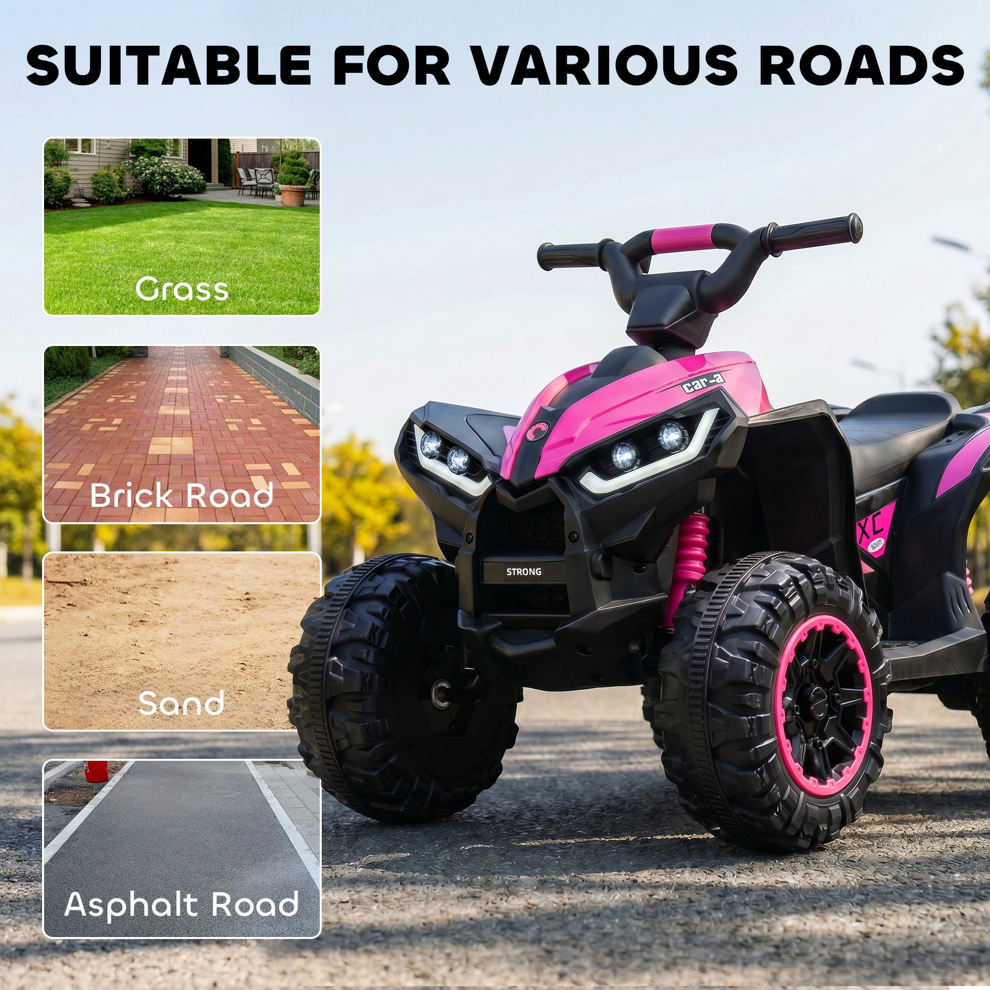 HOMCOM 12V Kids Electric Quad Bike - Pink