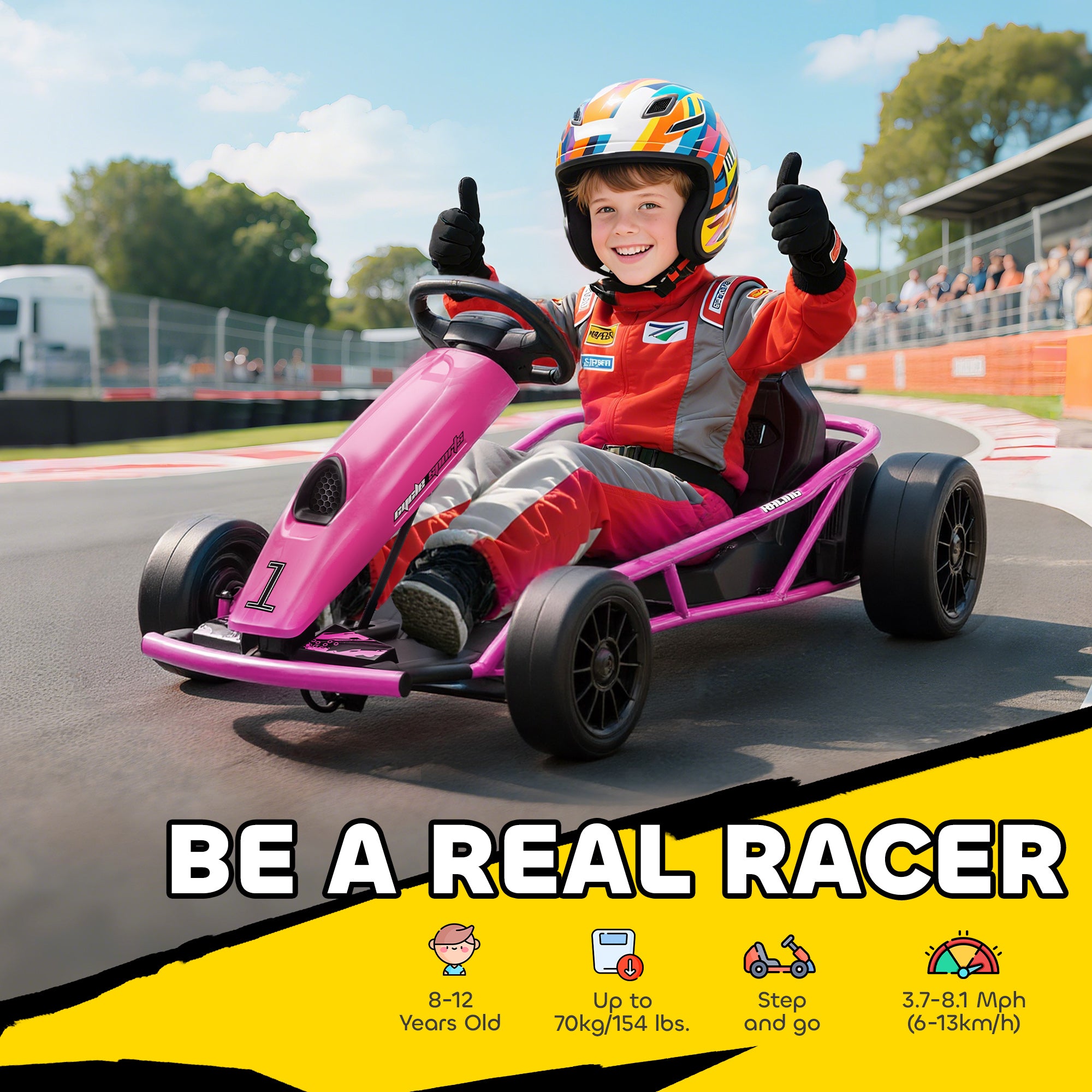HOMCOM 24V Electric Go Kart for Kids Drift Ride-On Racing Go Kart with 2 Speeds