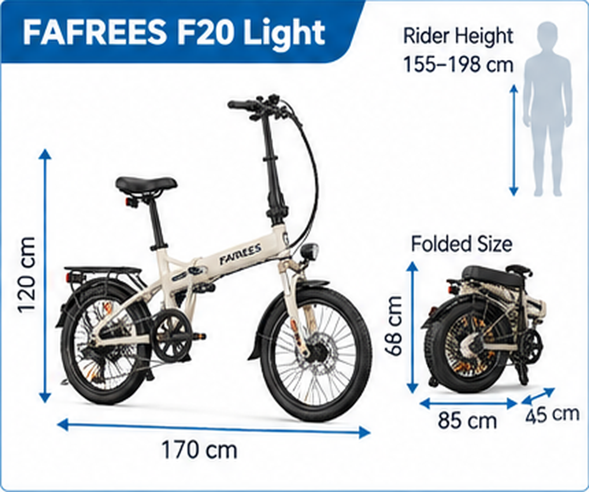 Fafrees F20 Light Electric Bike dimensions