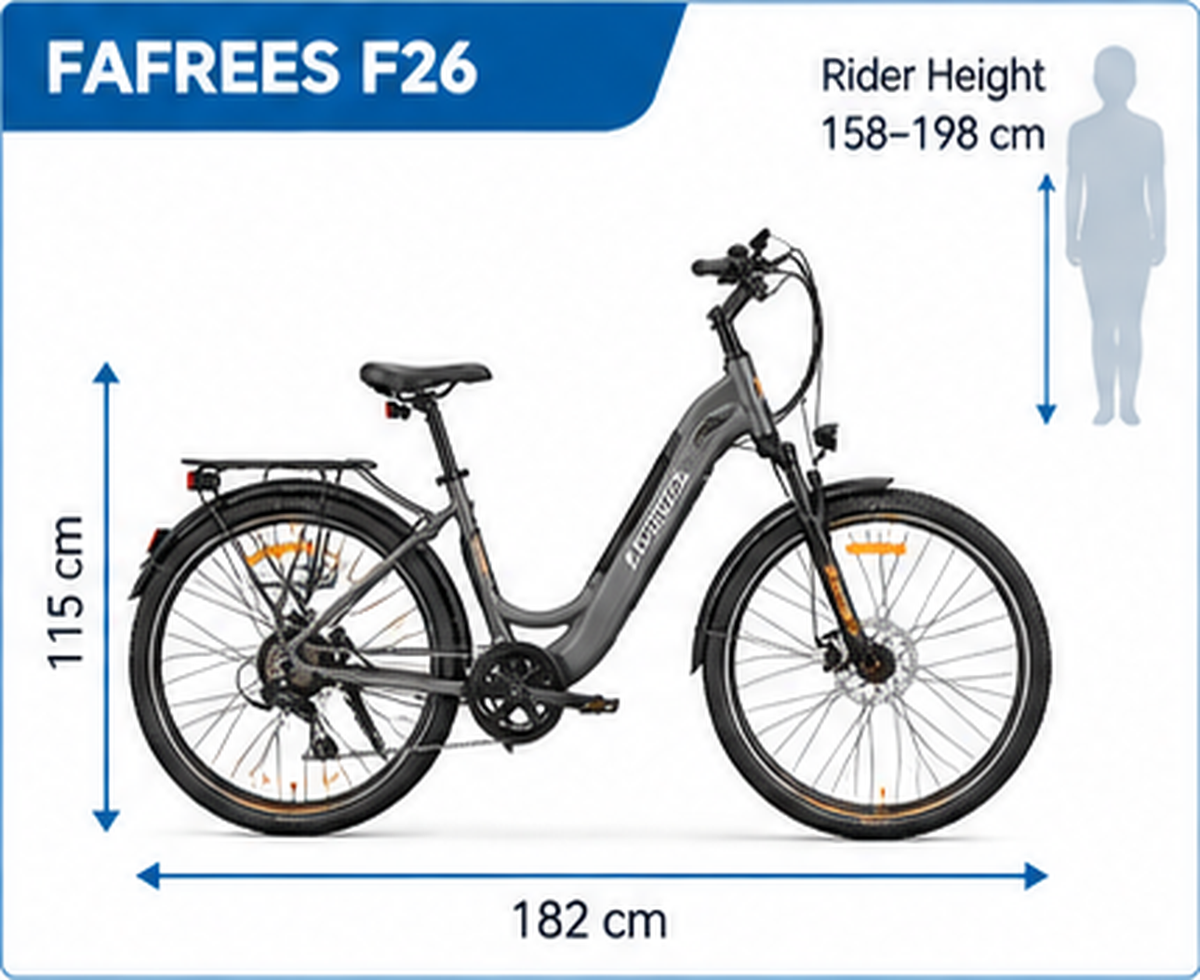 Fafrees F26 Lasting Electric Bike dimensions
