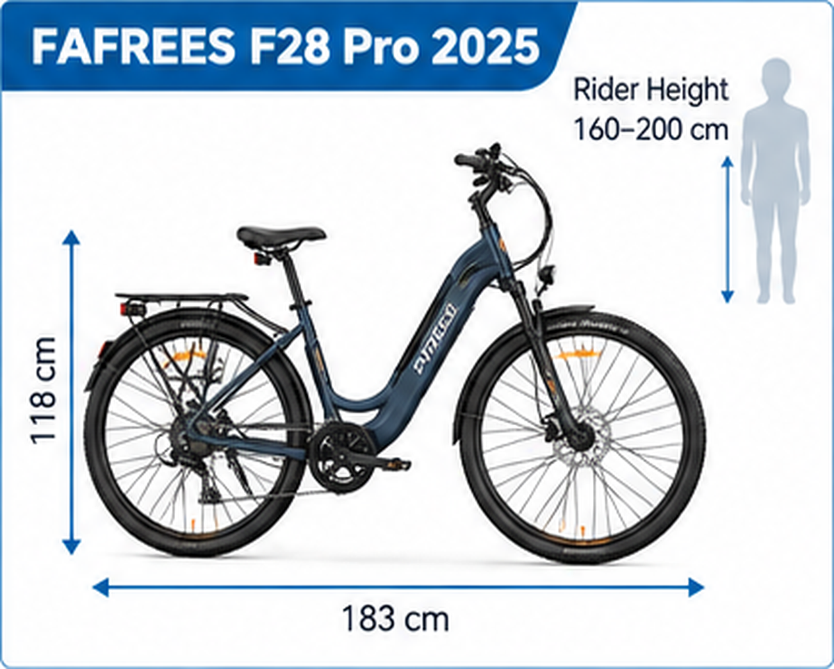 Fafrees F28 Pro 2025 Electric Bike dimensions