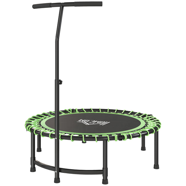 HOMCOM Mini Round Trampoline with Adjustable Handle - Green