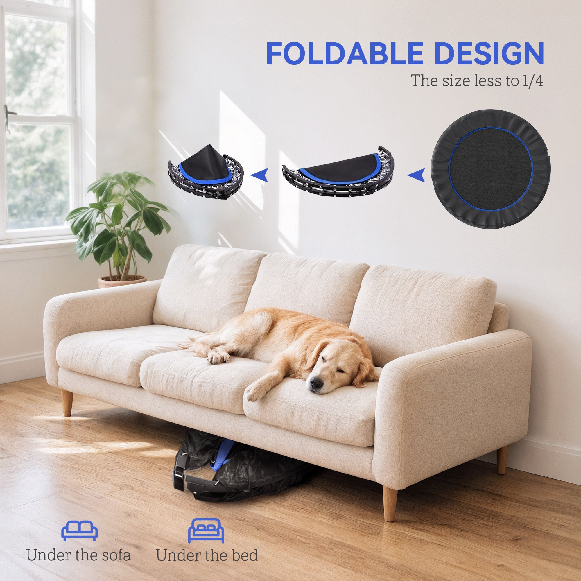 HOMCOM 45" Foldable Mini Fitness Trampoline - Black