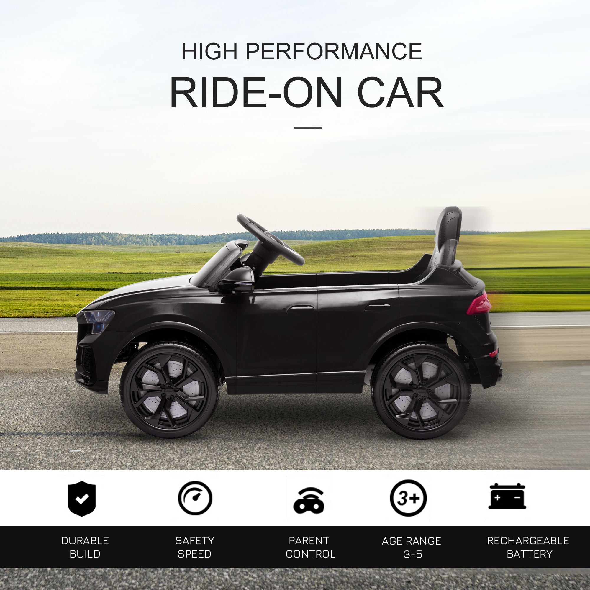 HOMCOM Audi RS Q8 6V Kids Ride-On Car - Black