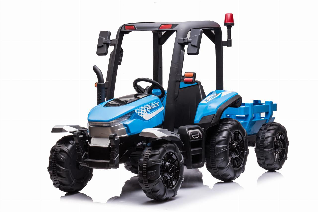 AgriPower 24V Kids Electric Tractor with Trailer - Blue