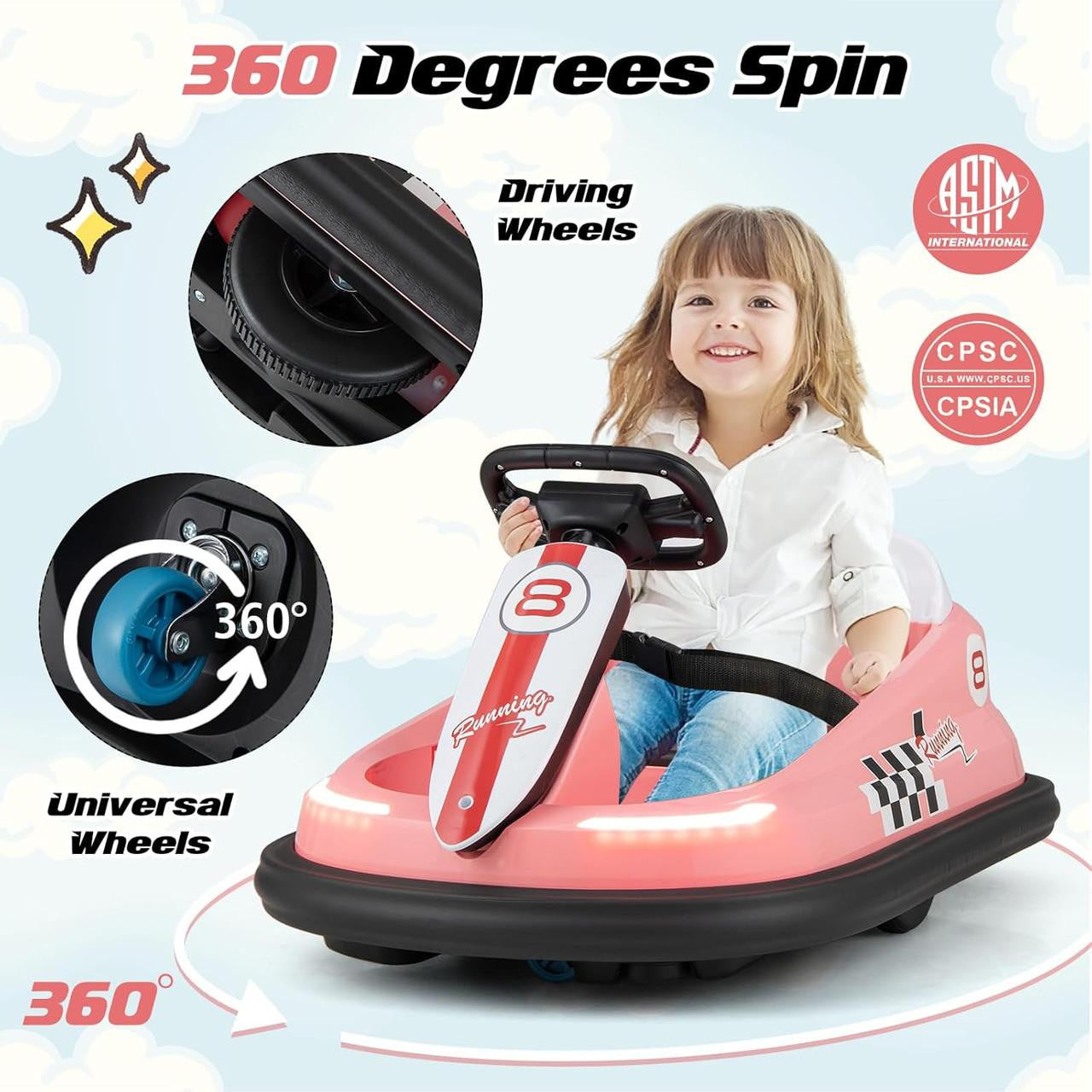 Funstuff BumperBoo 6V Kids Electric Bumper Car - Pink