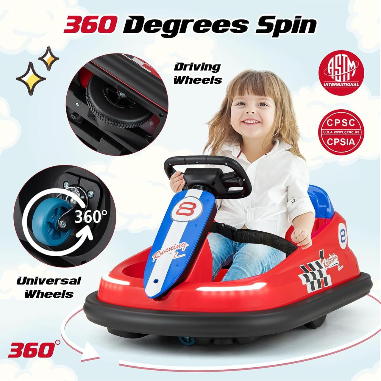 Funstuff BumperBoo 6V Kids Electric Bumper Car - Red