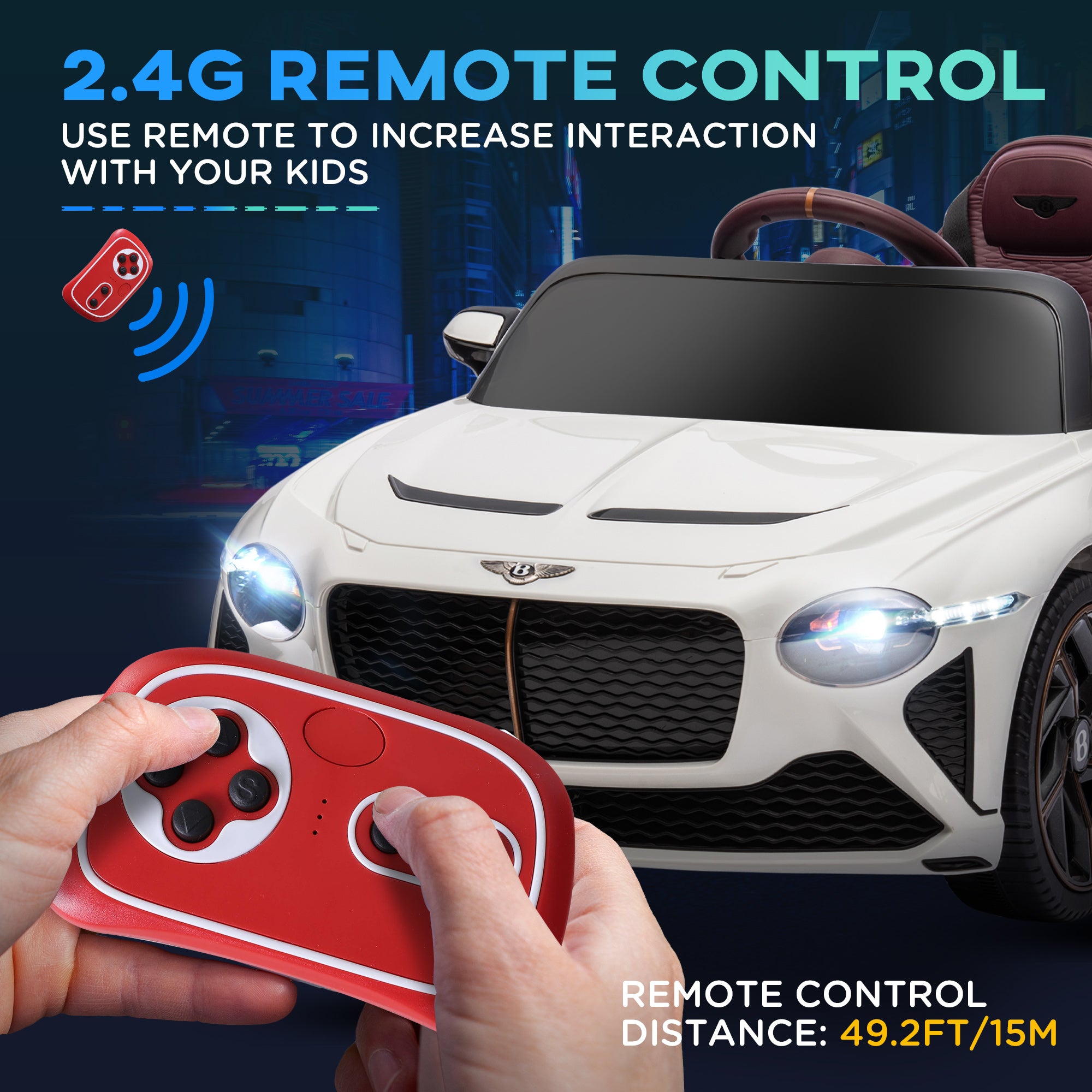 HOMCOM Bentley Bacalar 12V Kids Ride-On Car - White