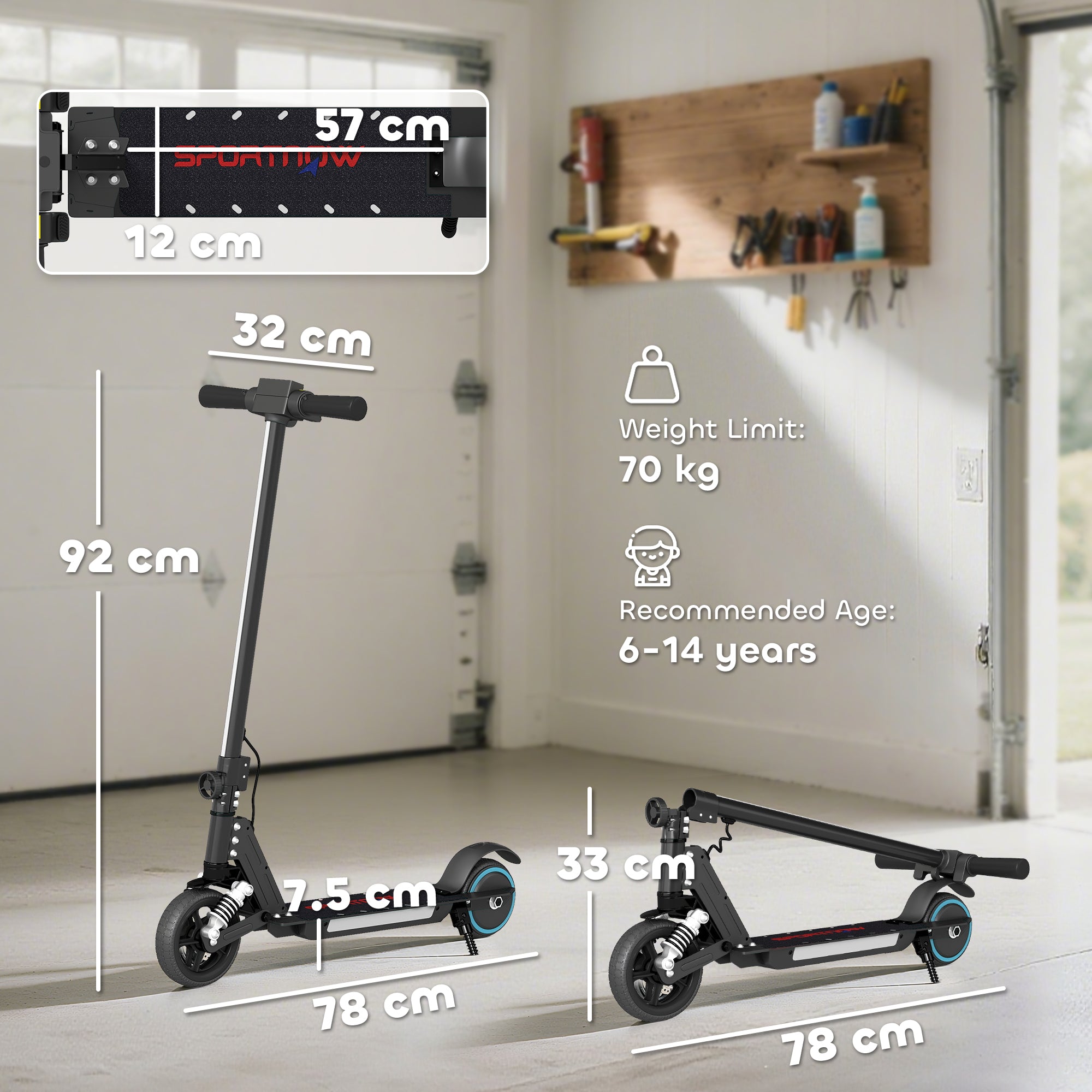 SPORTNOW Kids Electric Scooter with Suspension