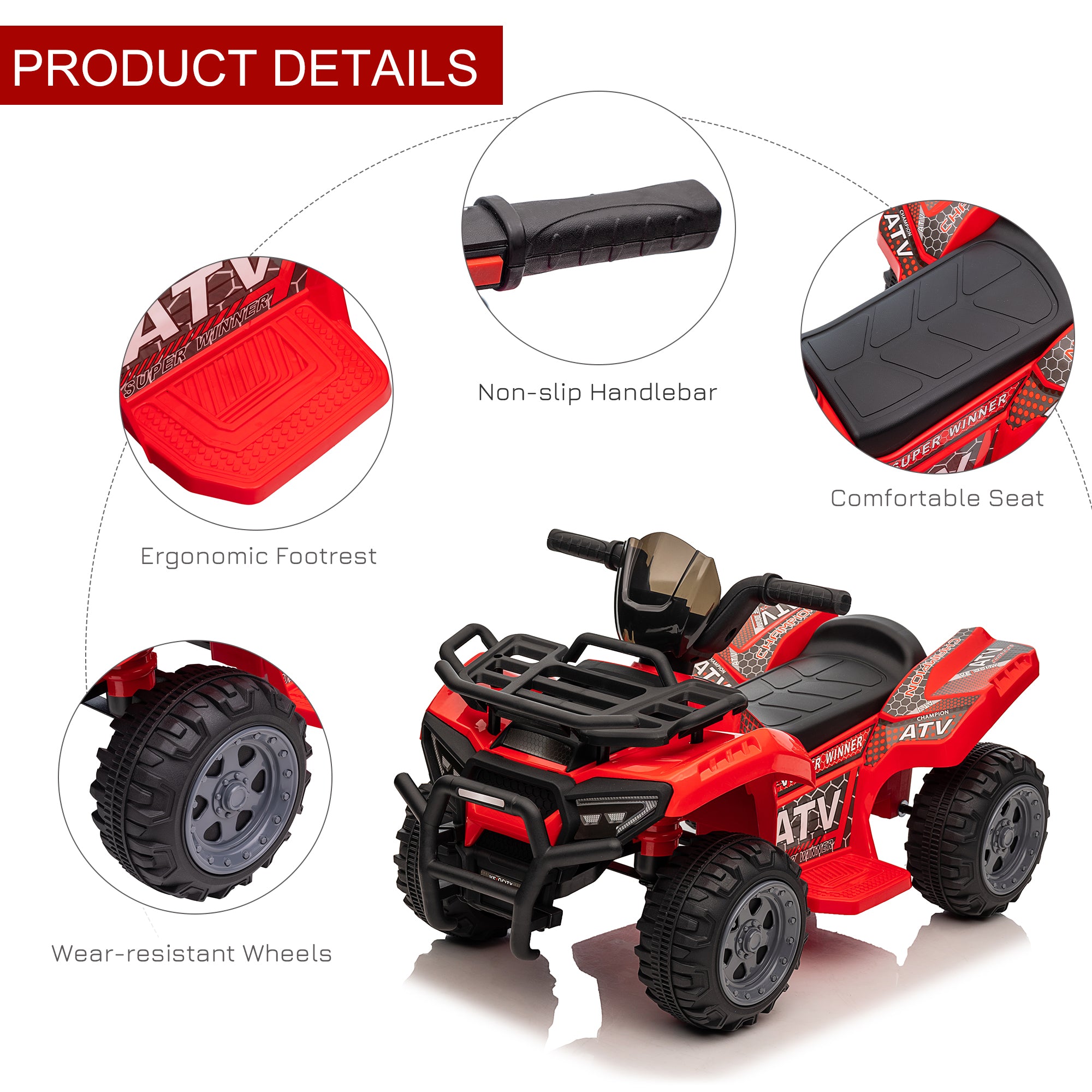 HOMCOM 6V Toddler Electric Quad Bike - Green