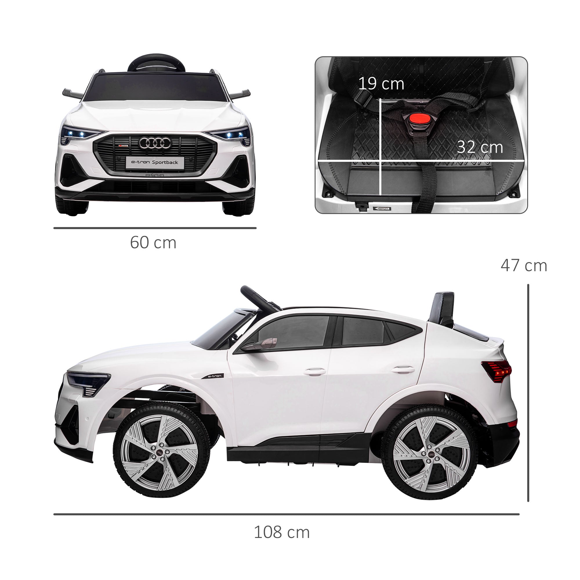 HOMCOM Audi E-tron / 12V Kids Car - White